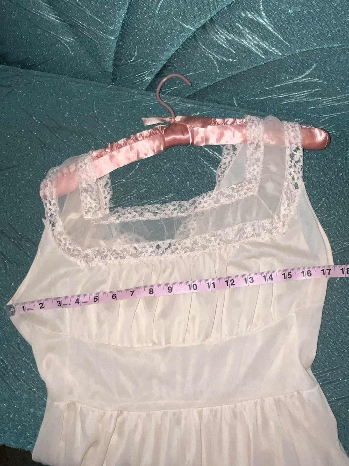 Vtg Countess Layne Peach Pink Nightgown 36 Bridal Chiffon Lace Blush Full Slip