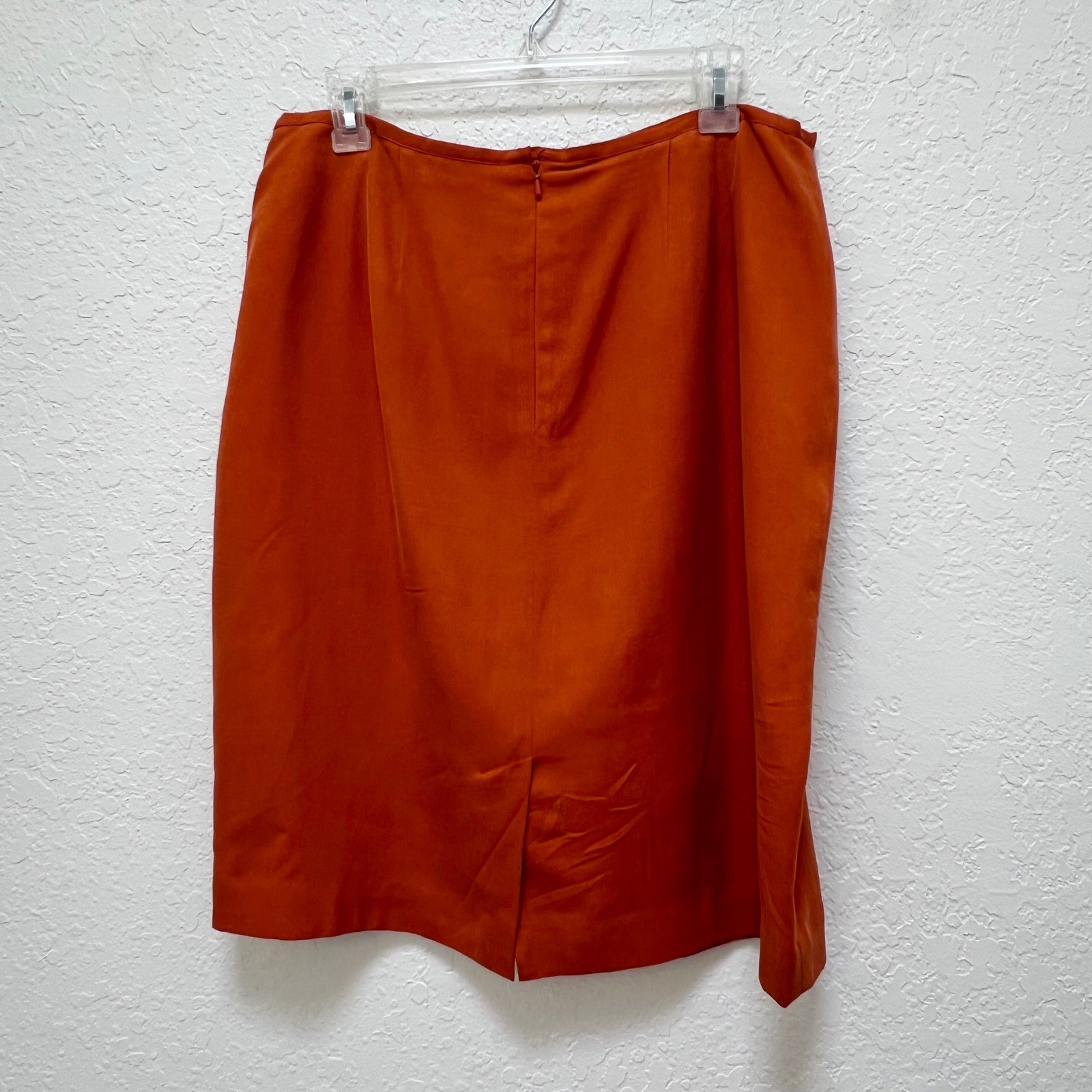 George Floral Knit Top & Jennifer Moore Silk Skirt Set Rust Orange Pink XL 16