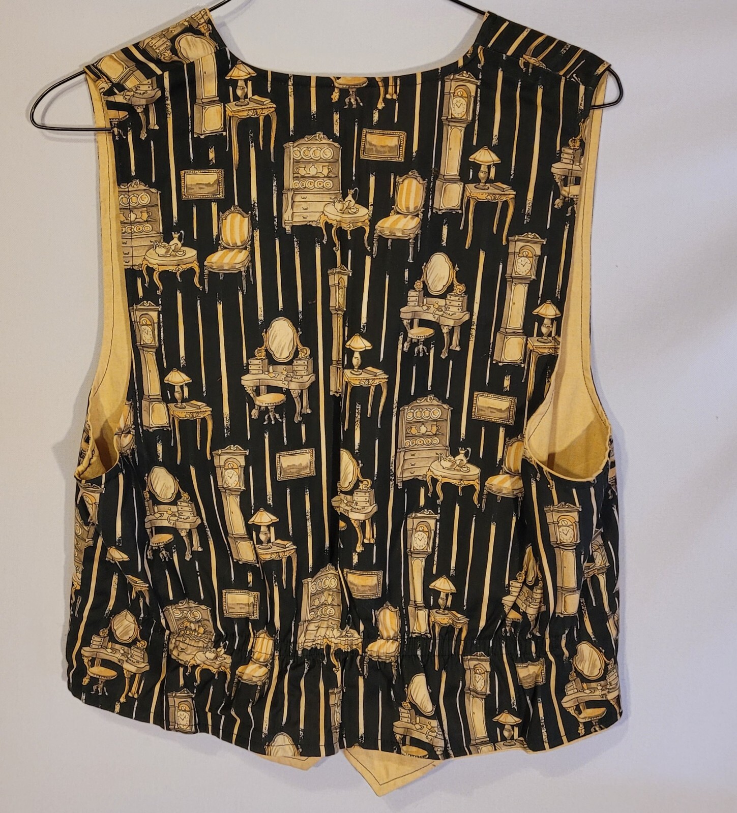 Vintage 90s Dress, Black and Yellow, Vest, Unbranded