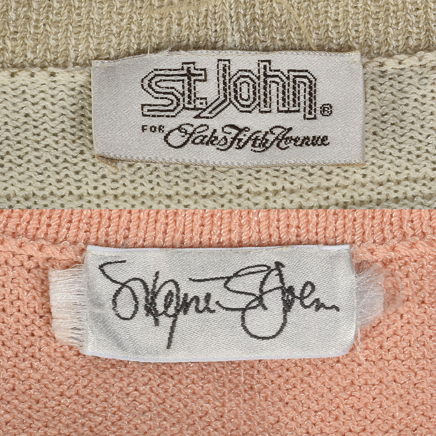 Medium 1980s St. John Set Knit Skirt Peach Cardigan 3pc Ensemble Vintage 80s
