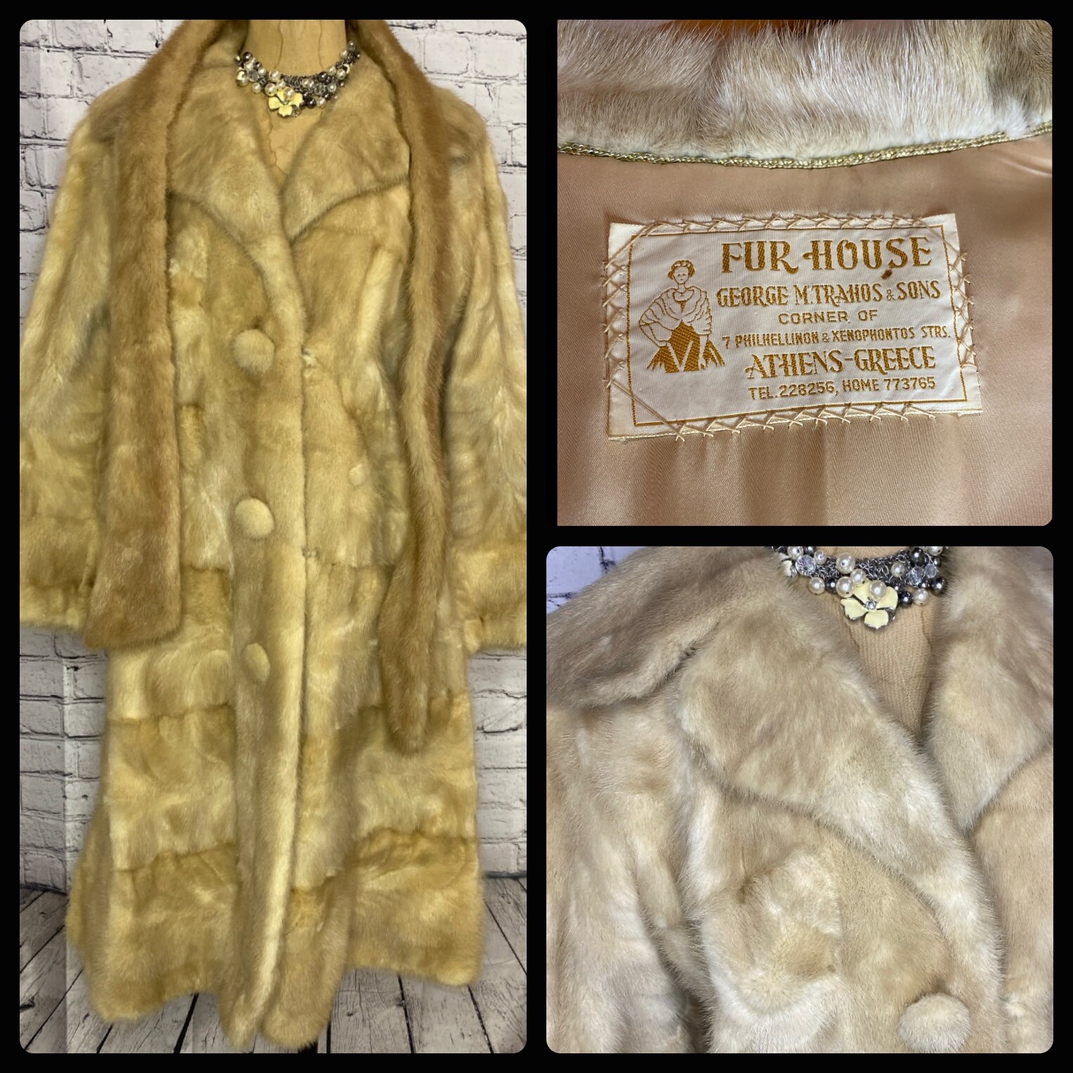 Vtg Fur Coat By GEORGE M. TRAHOS Fur House Athens Greece