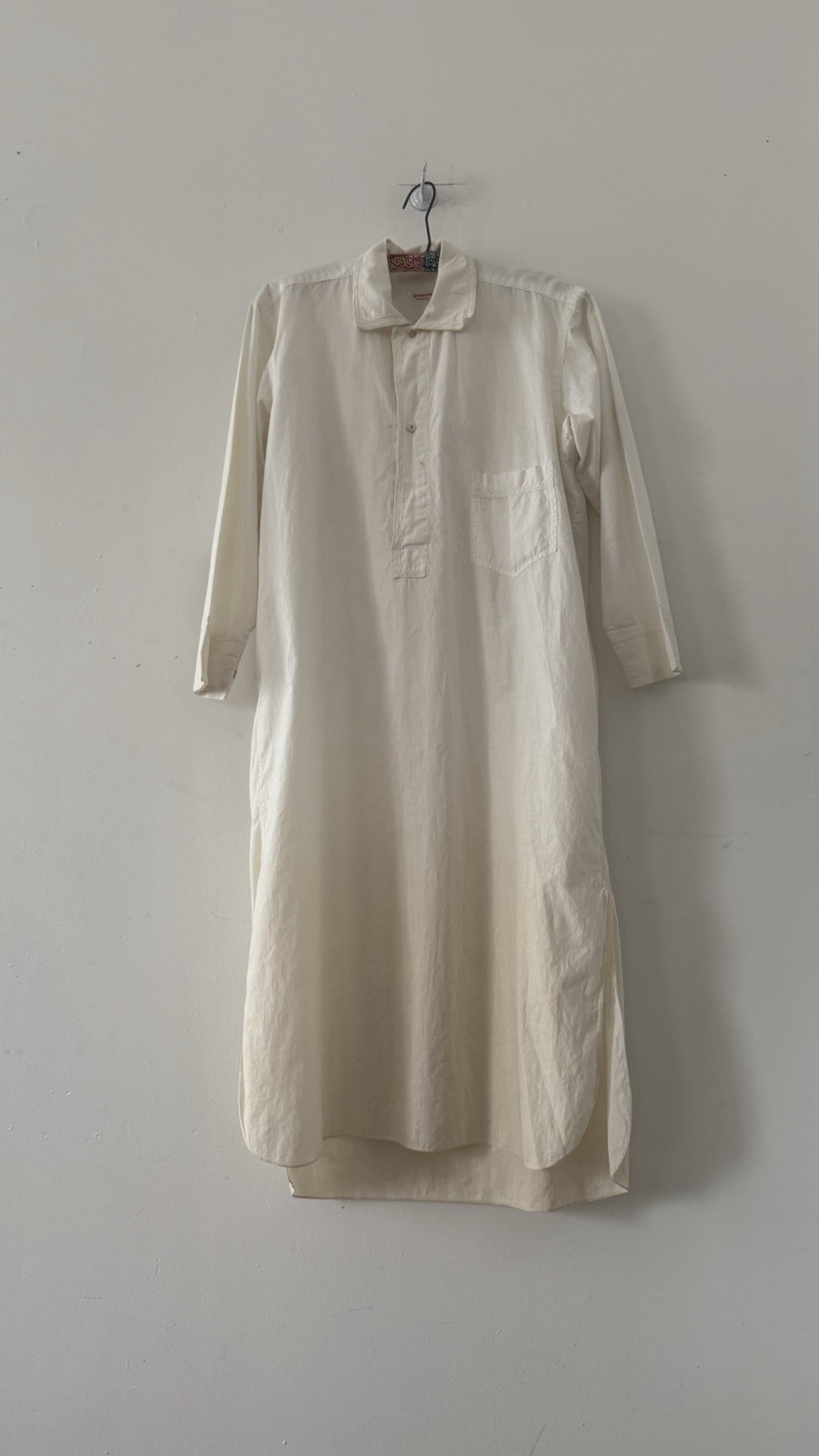 Antique Edwardian 1910s 1920s Cotton Night Shirt Dress Workwear Smock Oversized