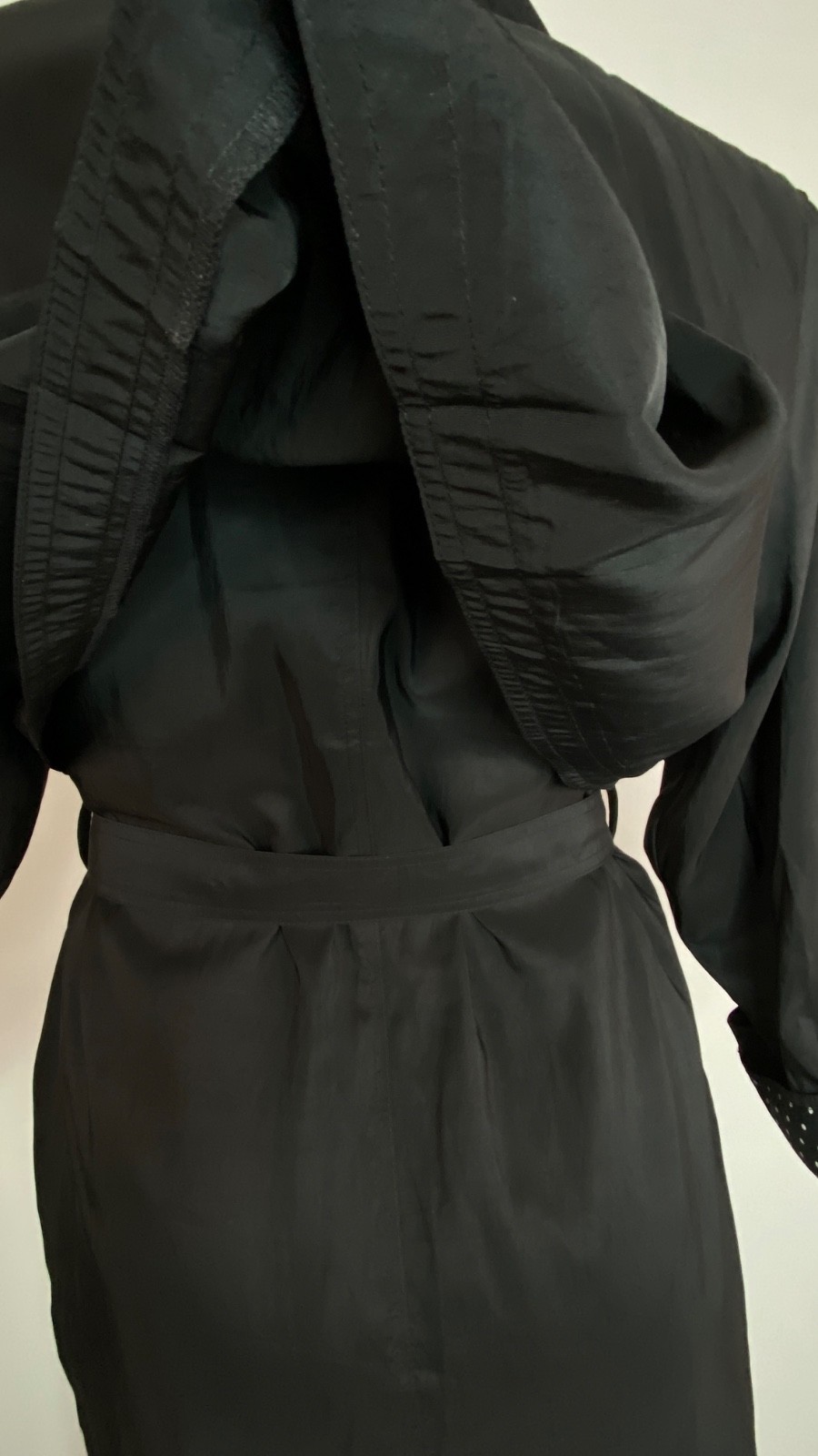 Vintage 1990s black long raincoat 14 XL trench coat rain jacket nylon plus size