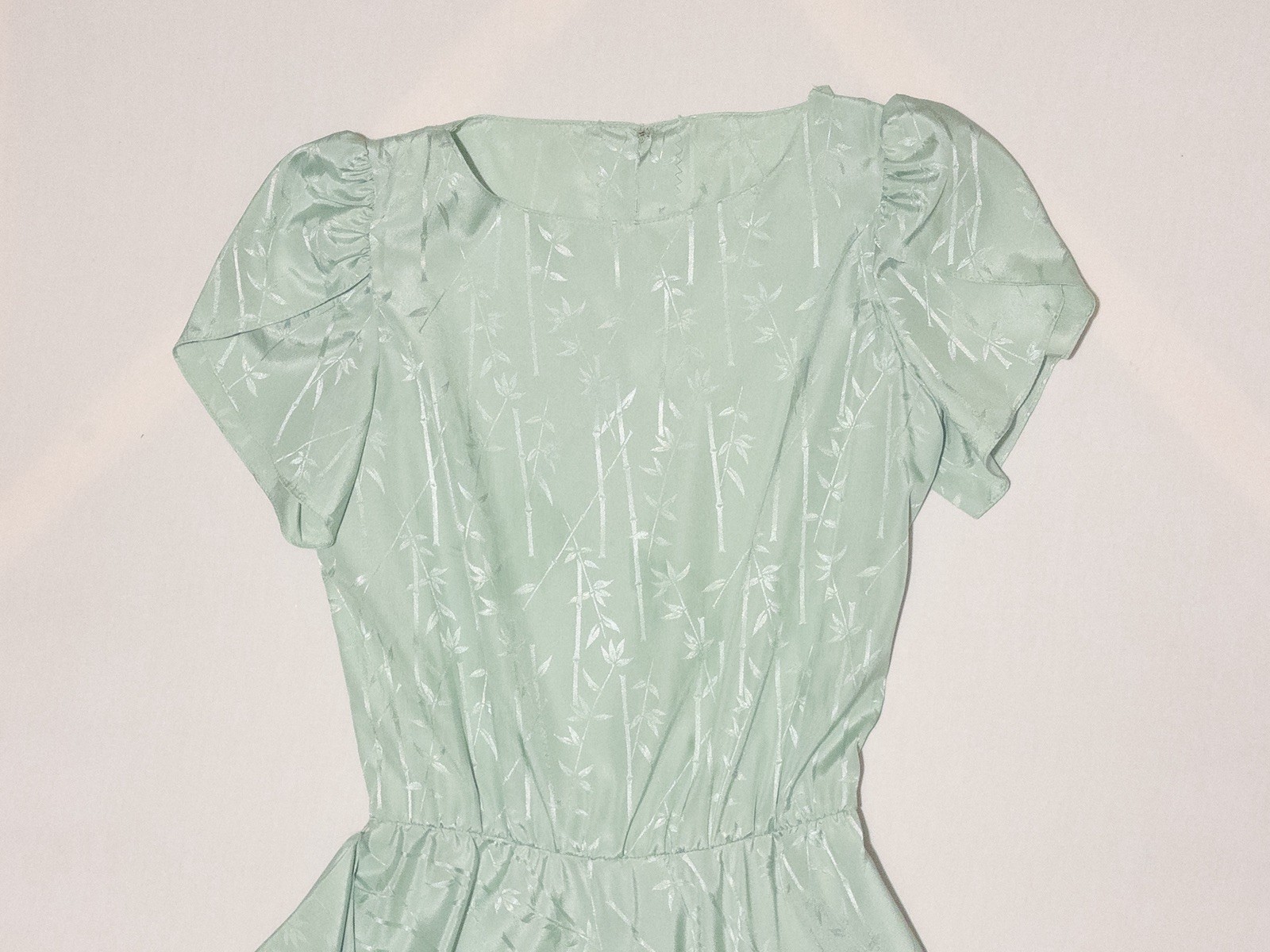 1950’s Handmade Mint Pale Blue Seafoam Green Flare Ruffle Day Dress
