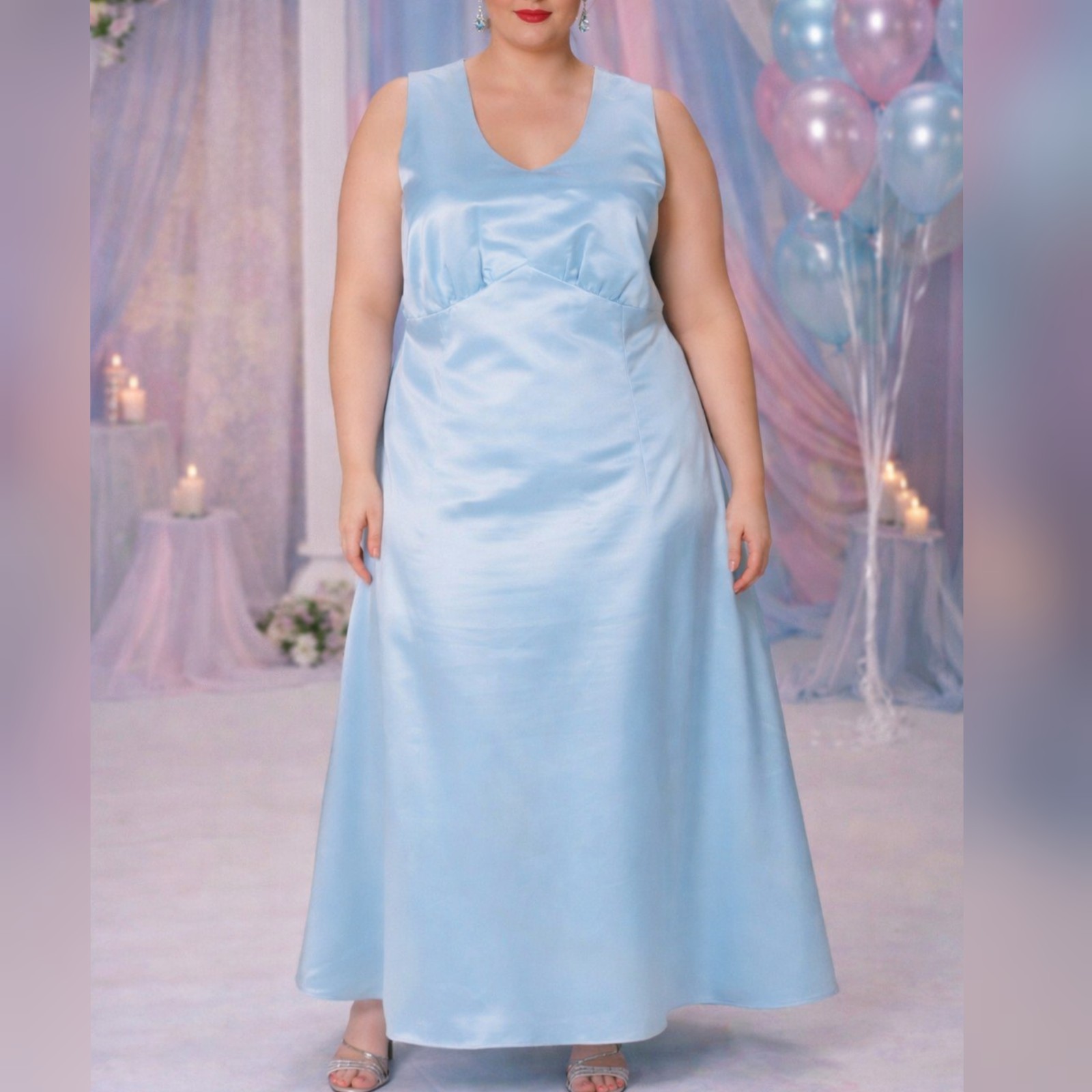 Unbranded Vintage 90s 00s Light Blue 2 Piece Prom Party Formal Dress sz 24