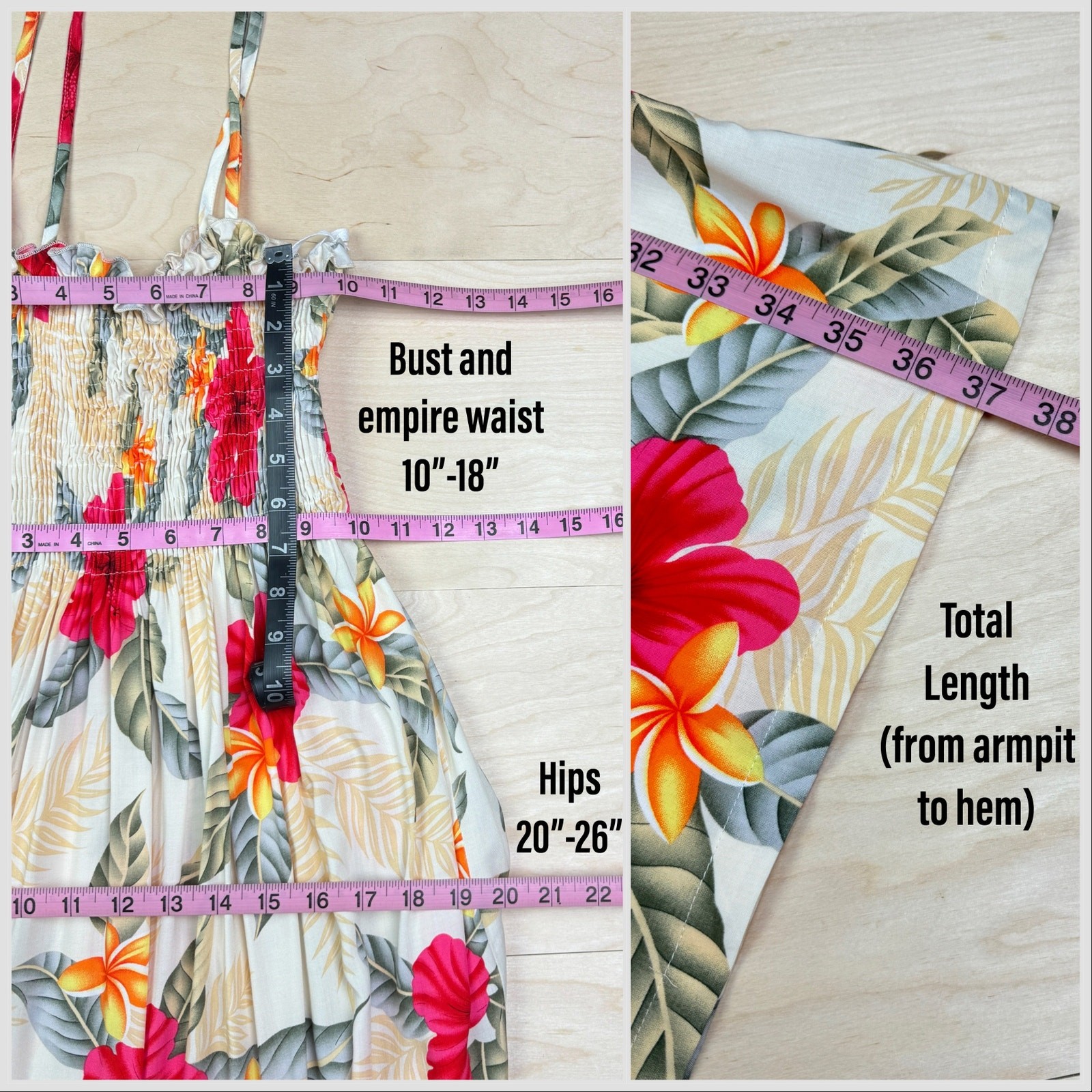 Vintage Y2K Hawaiian Floral Tie Strap Smocked Tiki Sundress | XS/S/M