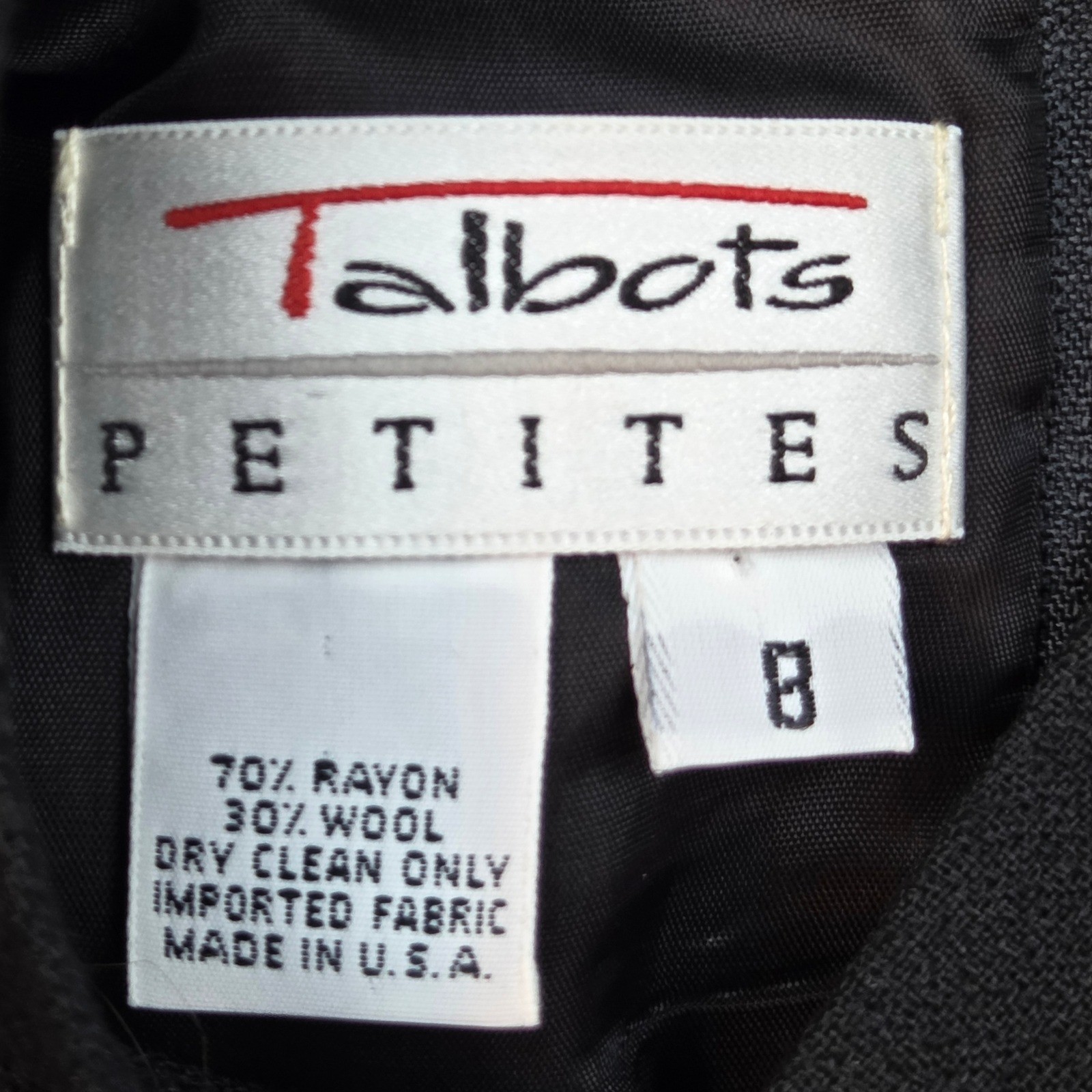 Vintage Talbots Plaid Sheath Dress Womens 8P Black Purple Wool Blend Mock Neck