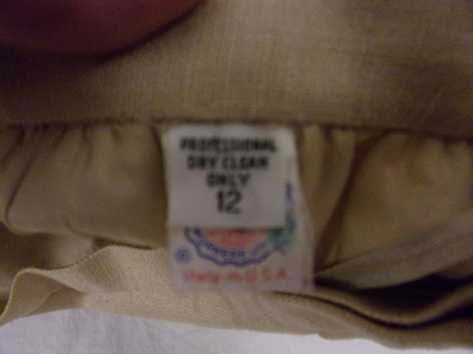 Vintage Oscar De La Renta For Saks Tan Linen Skirt Suit 12 Classic Short Sleeve