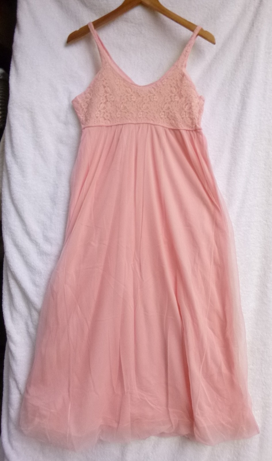Vintage Lisette Nightgown Peignoir pink chiffon lace trim sz 36