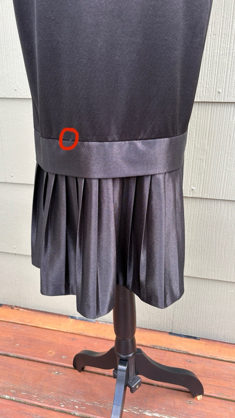 vtg AMY’S PLACE 70s 80s Nautical Sailor Goth Satin Half Sleeve Pleated Dress