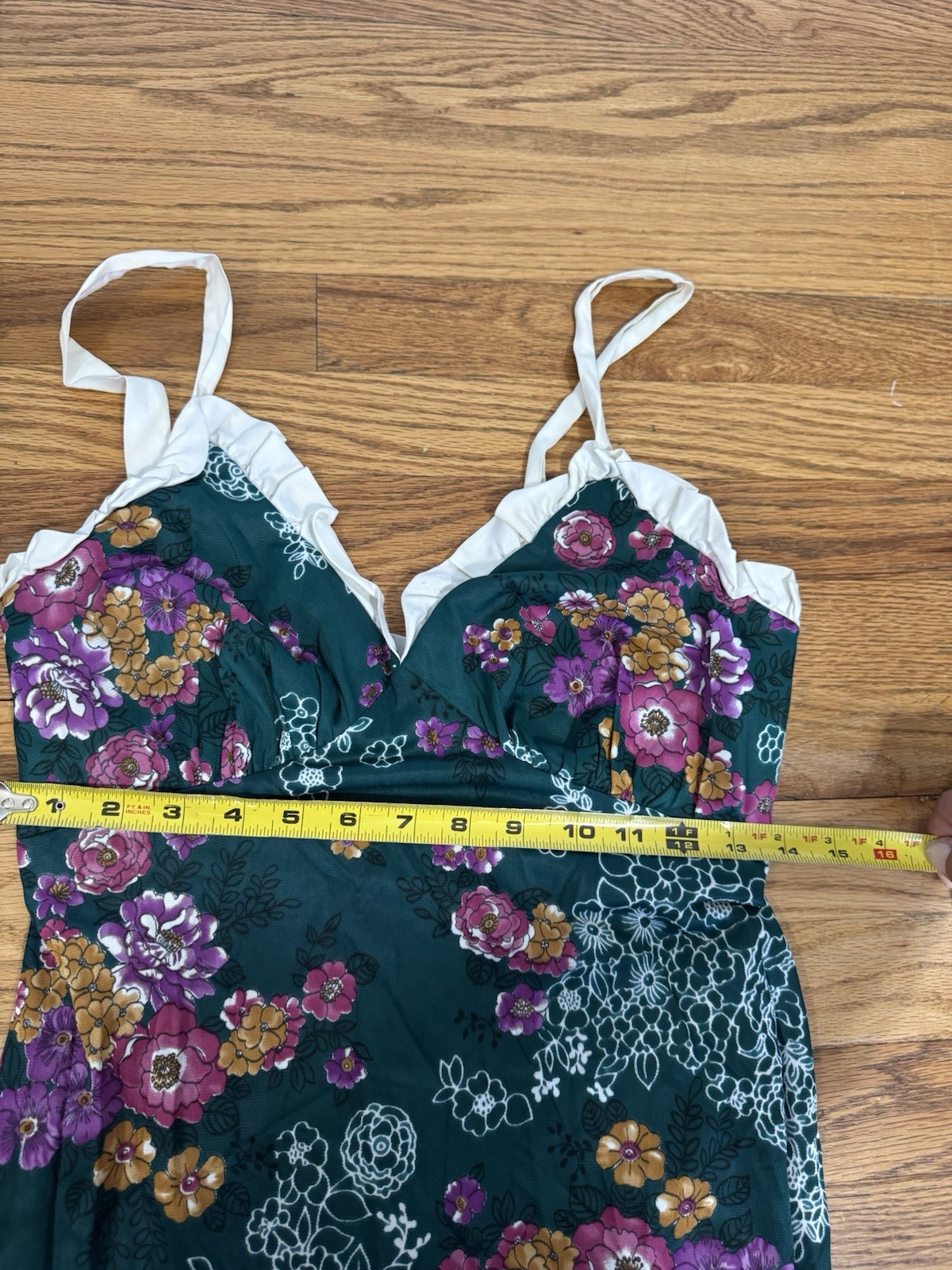 Vintage 60’s 70’s Floral Maxi Dress Ruffle Hem Babydoll Boho Hippie Grunge Fairy