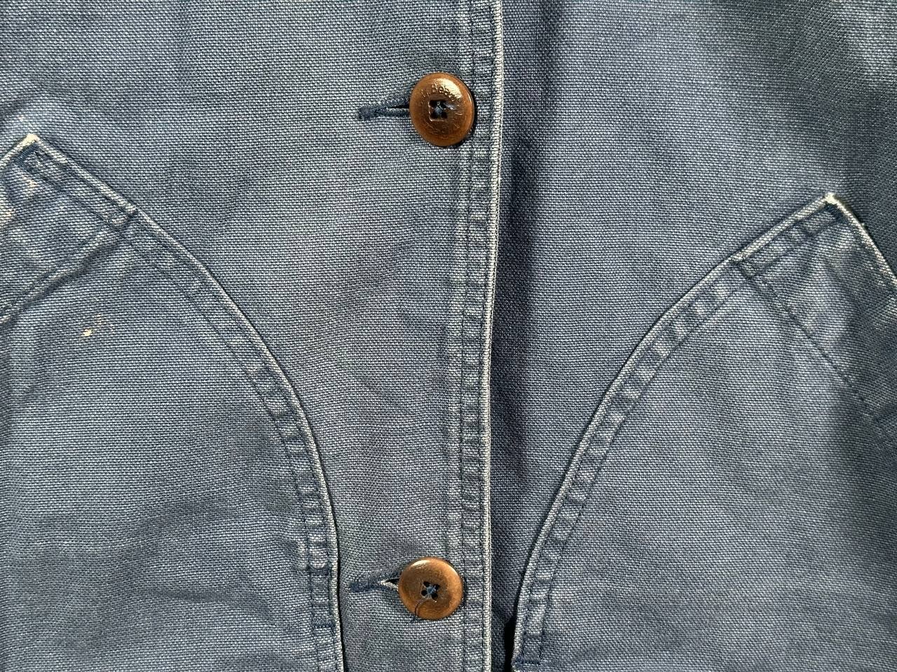 Vintage 90s L.L. Bean Original Field Coat Barn Jacket Blue Cotton Canvas Lined M