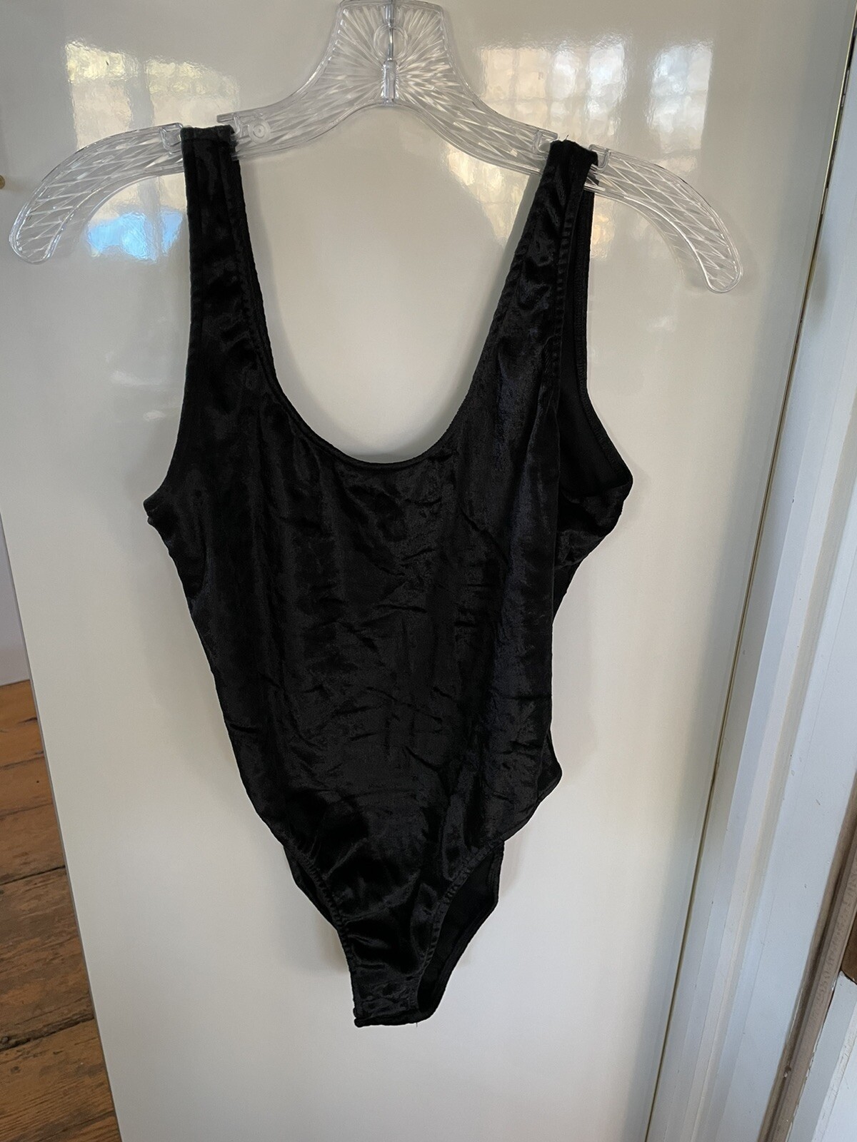BRANDYWINE TOM BEZDUDA VTG 80s SEXY BLACK VELVET 1 Pc BODYSUIT USA SIZE M