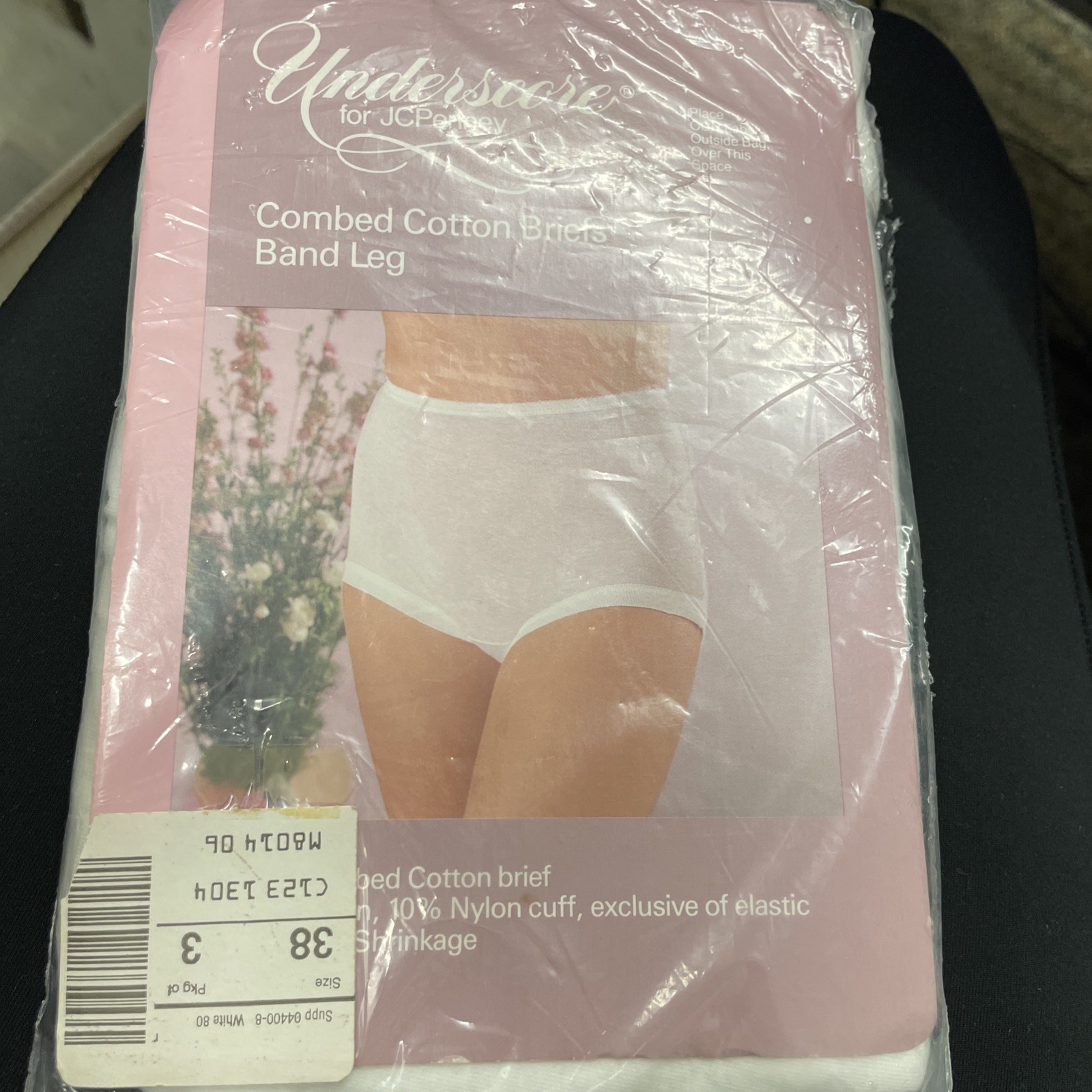 3 VTG Underscore Underwear Size 38 Pima Cotton White Briefs Panties Sz 7 Granny