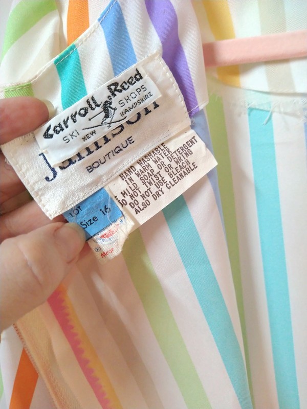 VTG Jamison Carroll Reed WM (Vtg) 16 Pastel Rainbow Day Dress Blouson 80s