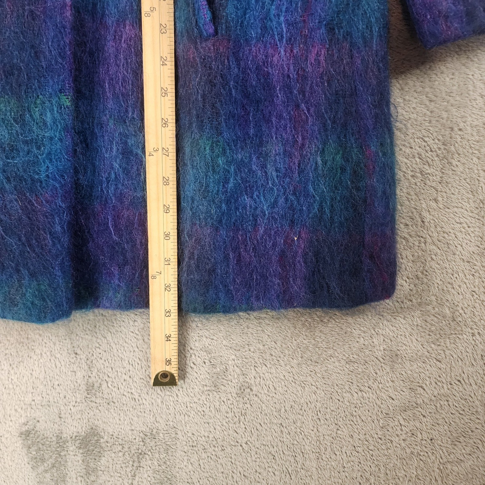Petite Sophisticate Jacket Womens Medium Mohair Plaid Multicolor Button Up Coat