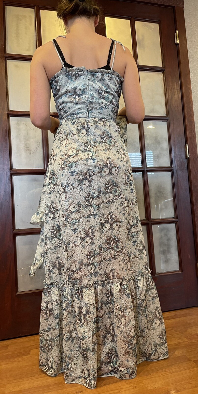 RARE VTG Candi Jones Boho Festival Maxi Dress Shawl /Head-wrap/ Bandeau Floral