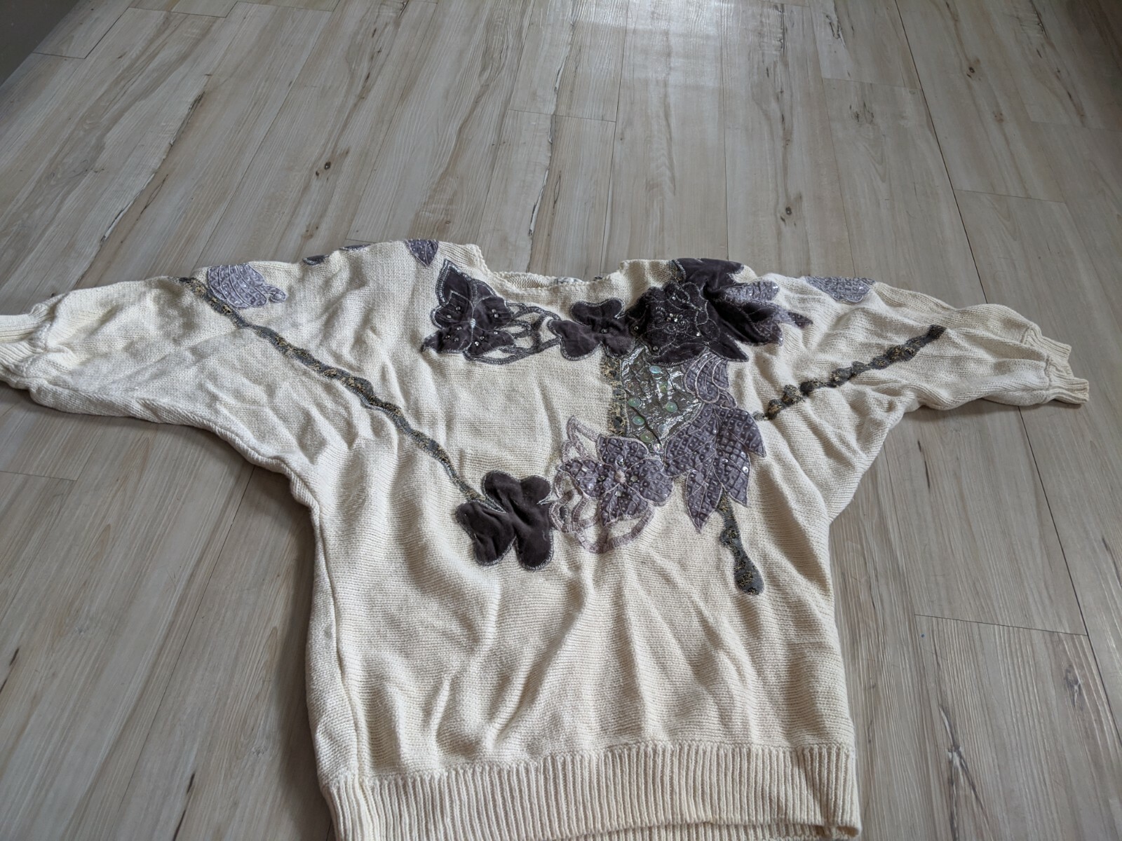 VTG Bonnie and Bill by Holly Womens Sweater Knit Shirt Floral Embroidered Medium