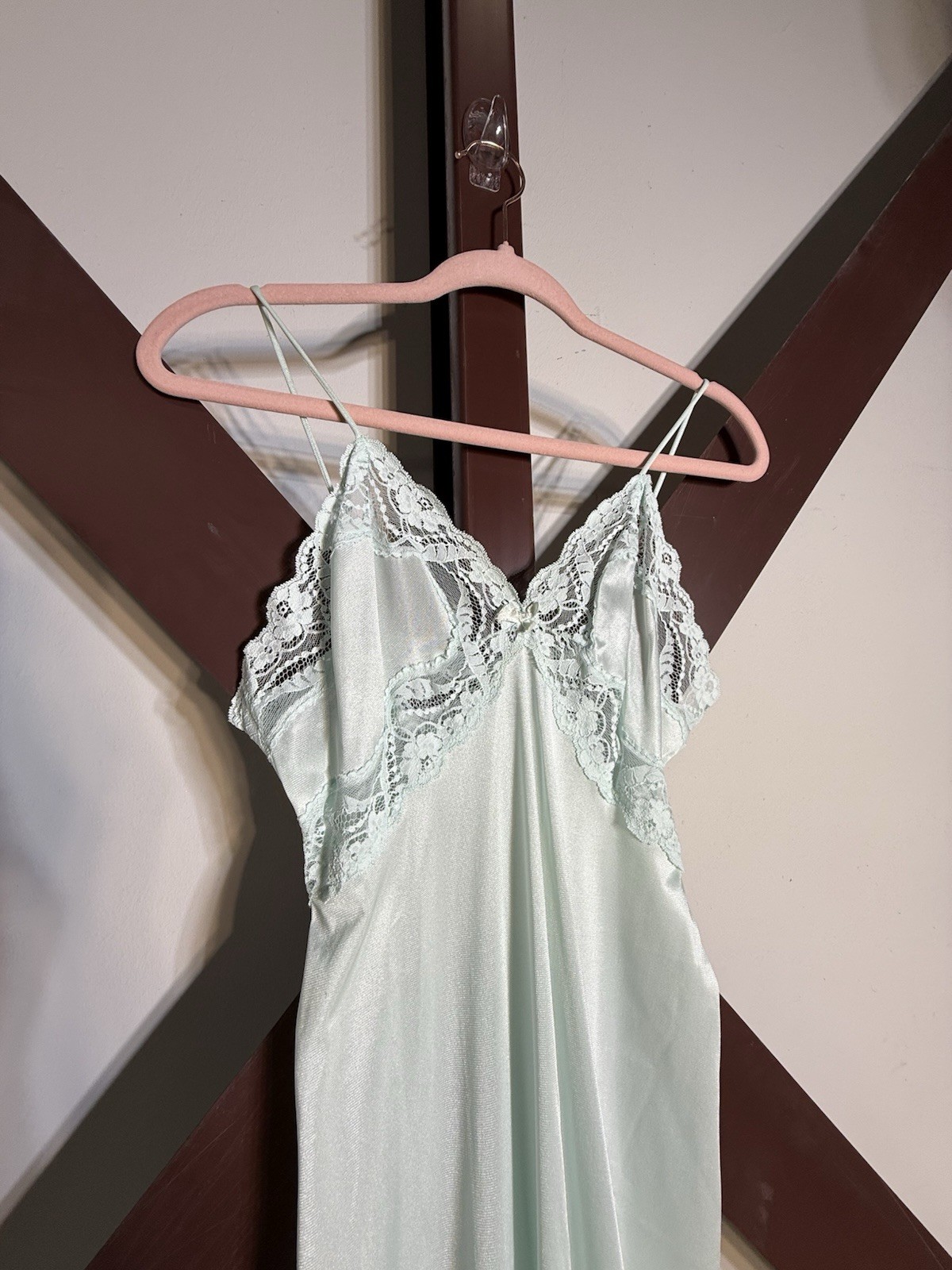 2pc 60s Vintage Nightgown PEIGNOIR Robe Set BABYDOLL Sheer CHIFFON Gown S/M Blue
