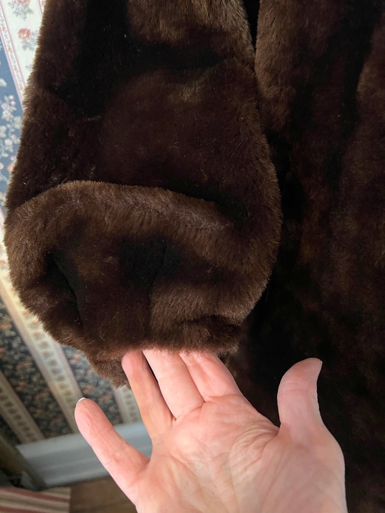 Vintage Stylish 1940s Genuine Sheared Lamb Mouton Coat with Separate Mink Collar