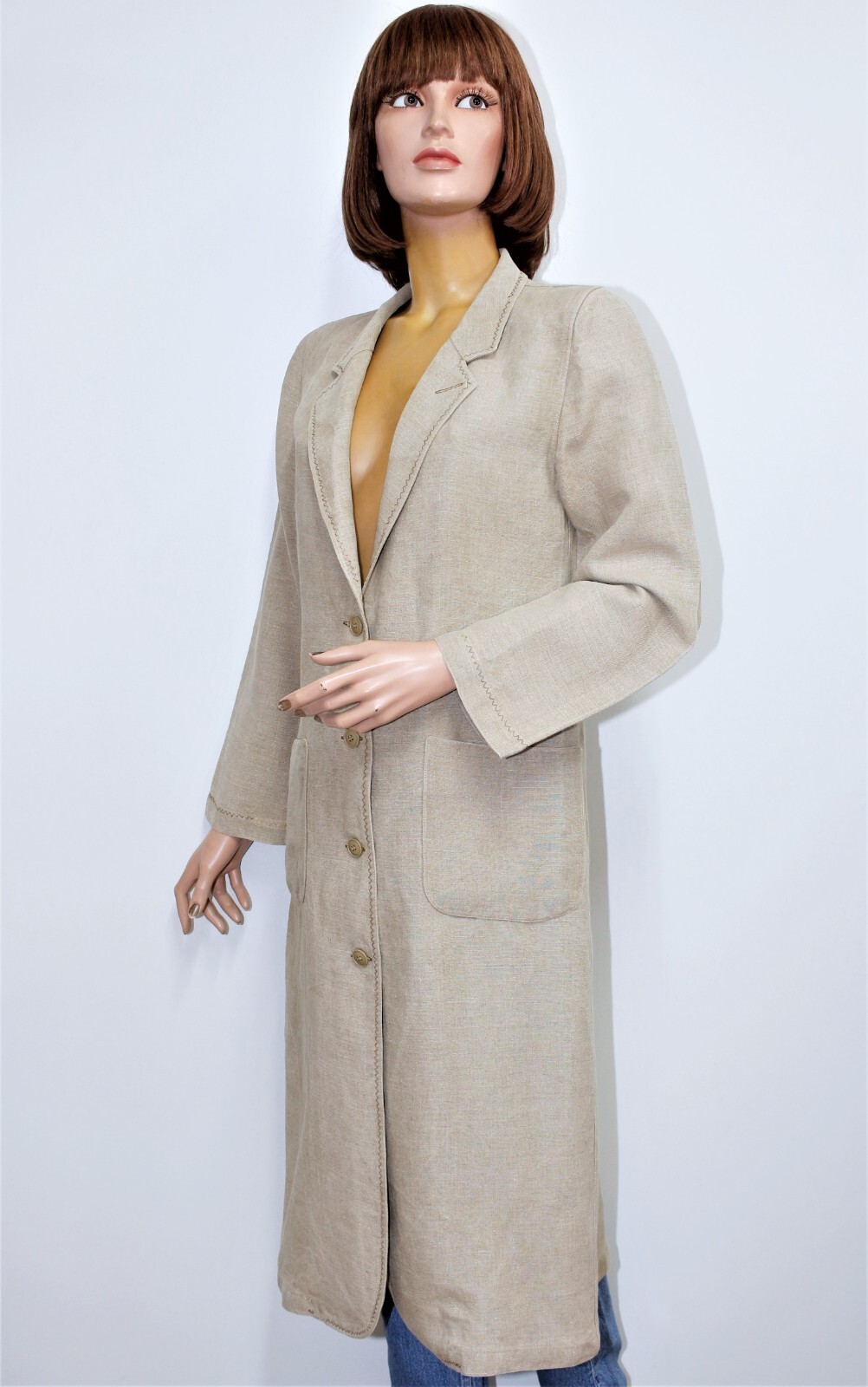 Vintage 80s JC CASTELBAJAC „KO & CO” greige linen coat 42FR 10US made in France