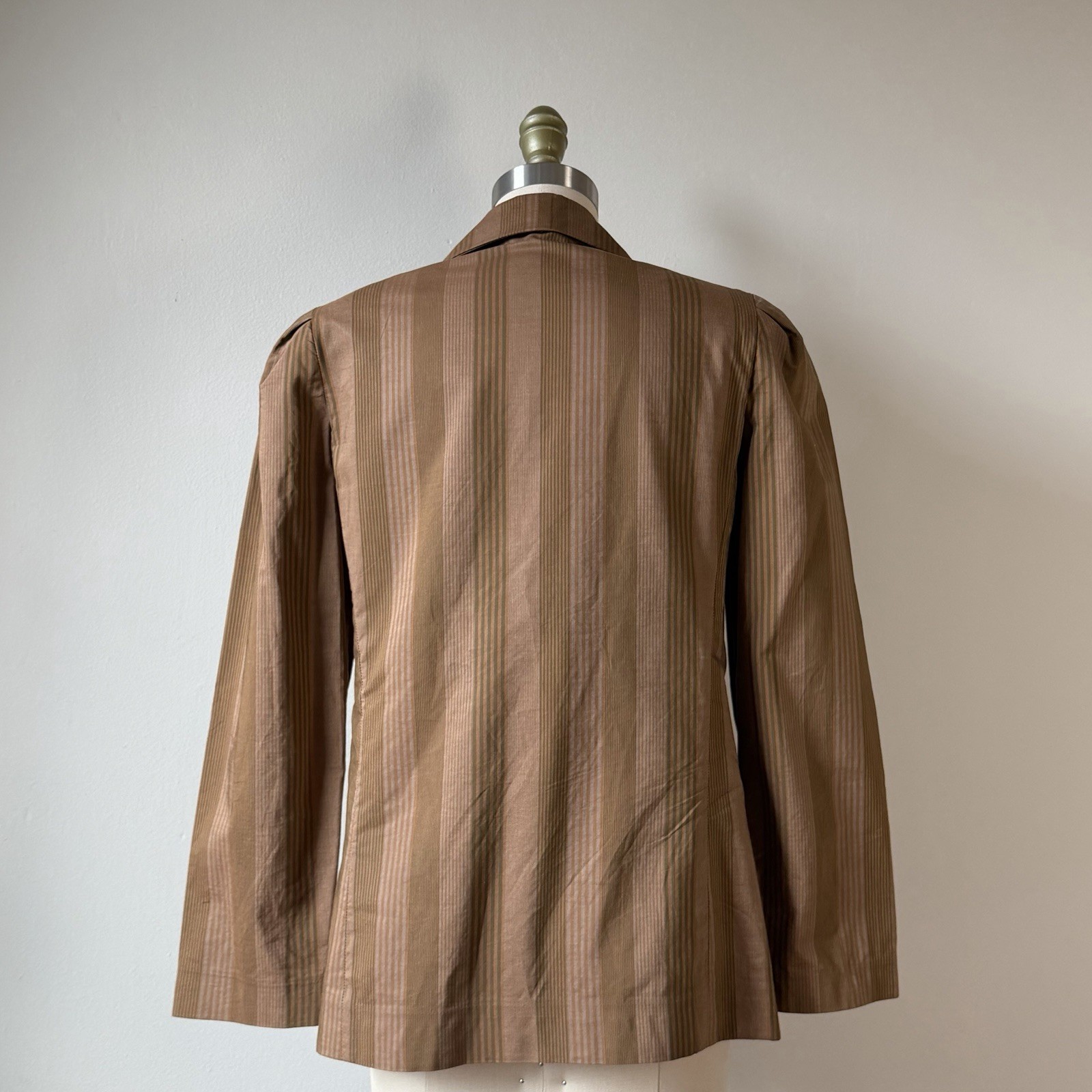 80s Perry Ellis Collection Striped Cotton Jacket Neutrals Size 4