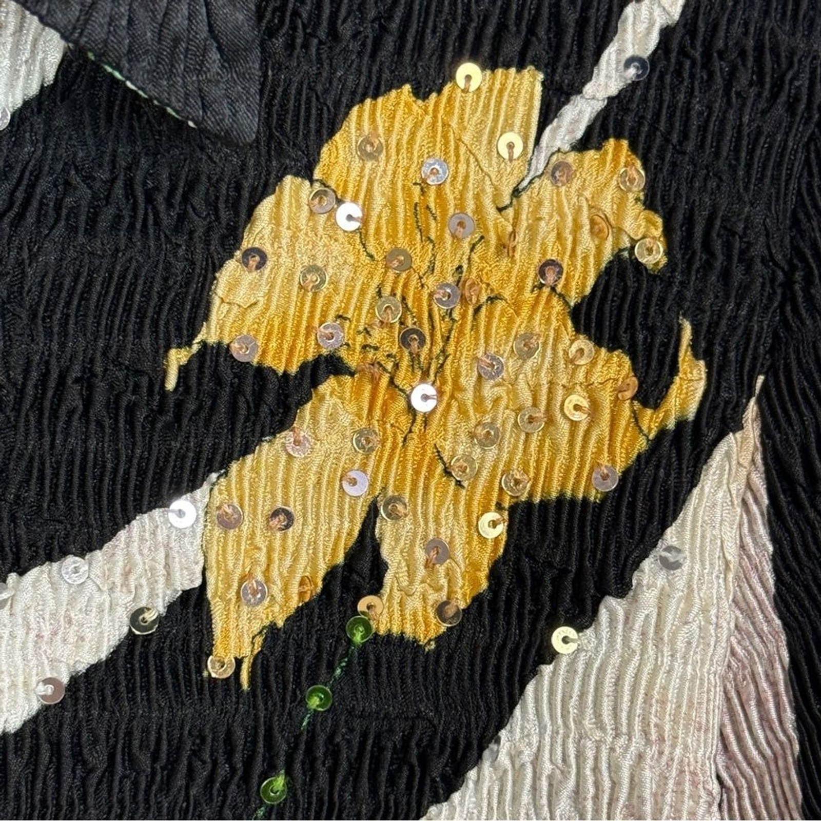 Vintage Alberto Makali Floral Crinkle Sequin Shirt L