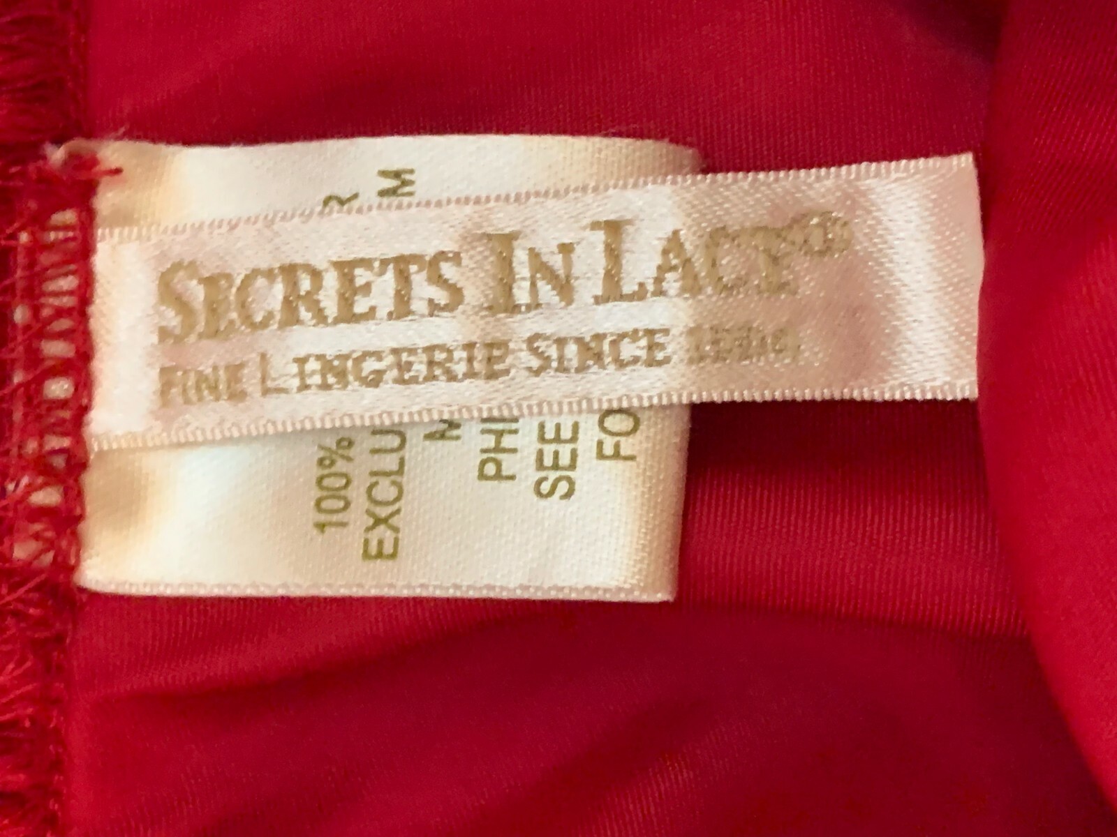 VINTAGE SECRETS IN LACE ~ RED ~ SATIN BRIEF PANTIES WITH EMBROIDERED LOGO MEDIUM