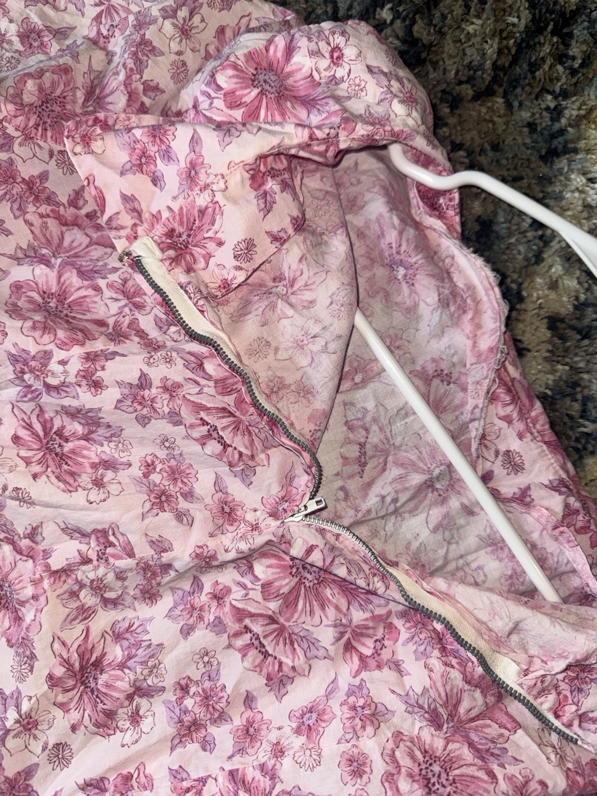 1960s Handmade Pink Flower Shift Day Dress Women’s Large Vintage Retro