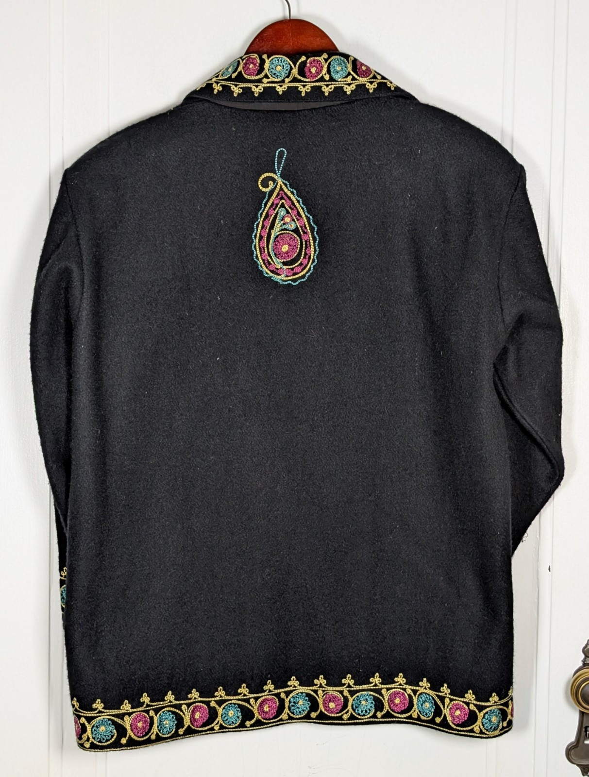 Vintage Passports Of Pier 1 Wool Embroidered Jacket 90s Paisley Women’s Large
