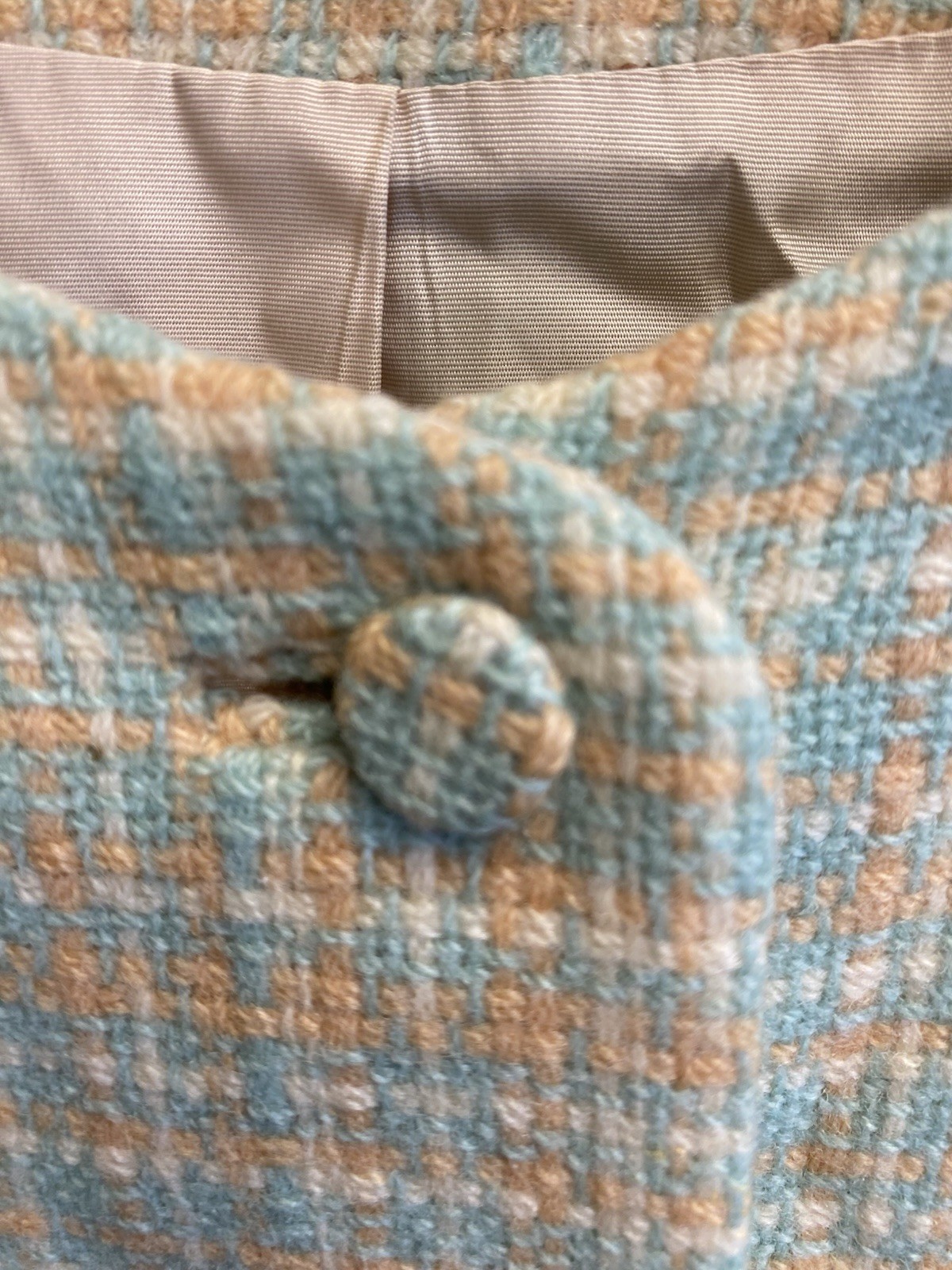 Vintage Pendleton 100% Wool Jacket Light Blue Beige Cream Pastel Plaid