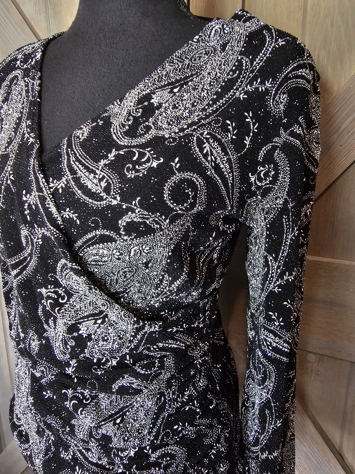 Vintage 90s J.B.S. Glitter Paisley Blouse sz Medium
