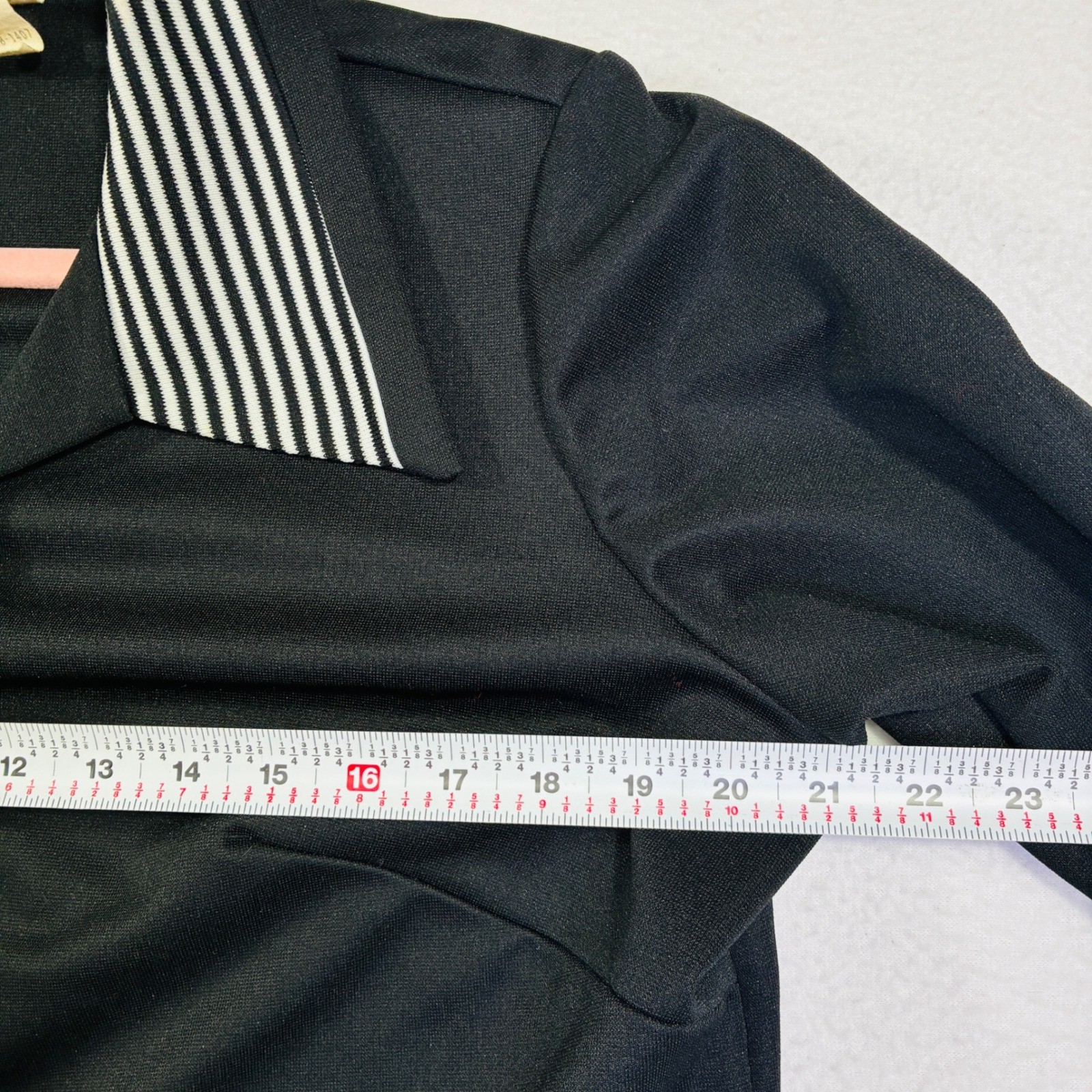 Vintage 70s ILGWU Union Made Black Striped Nautical Mod Large Size 18.5