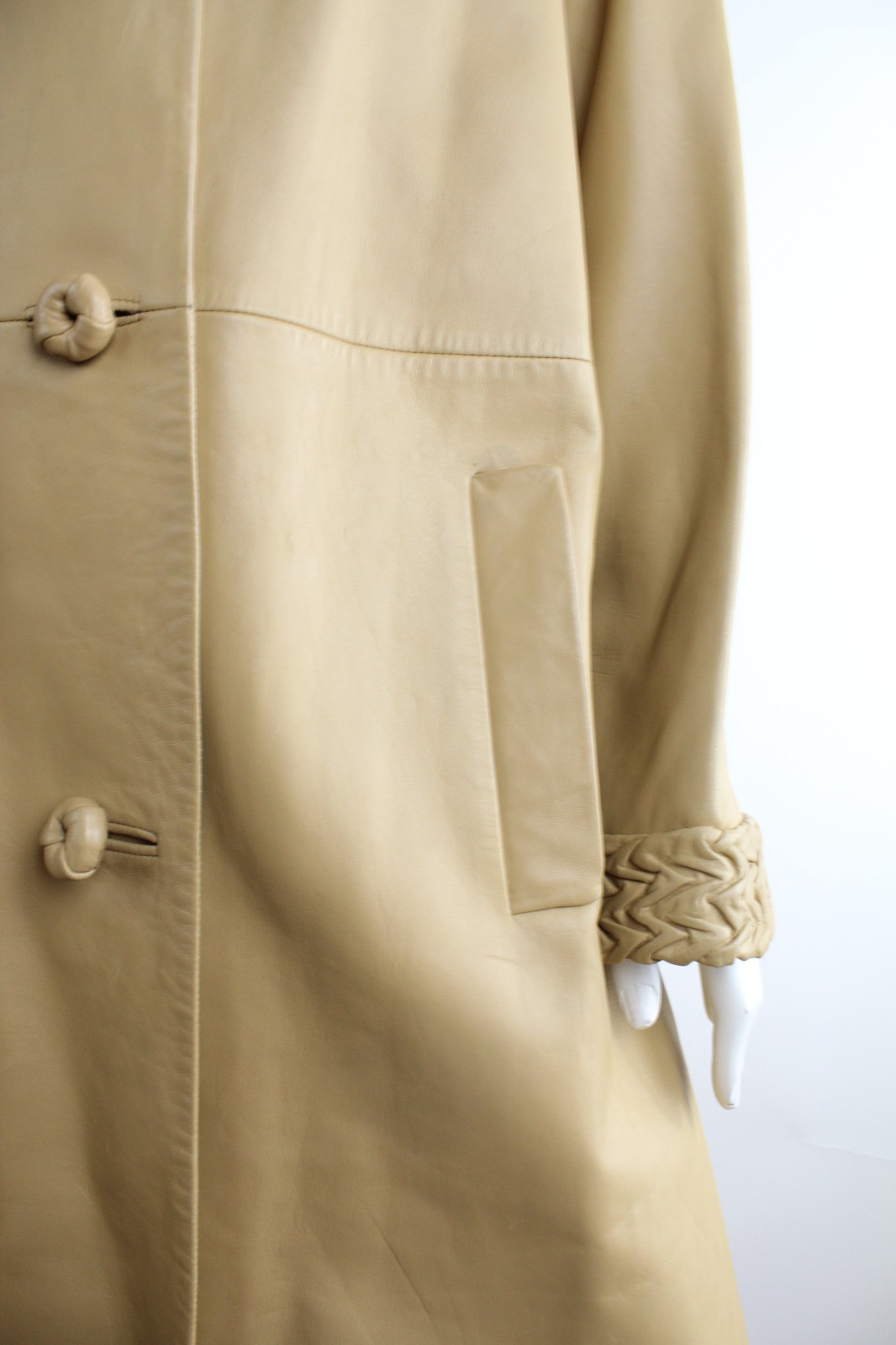 VTG 60s Ledaspain by Gropper Leather Coat Leather Overcoat Banded Collar Minimal