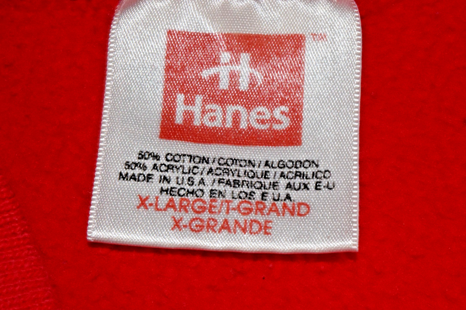 Vintage Raglan Sweatshirt Hanes Size XL 90s Cherry Red Arline Embroidery Made US