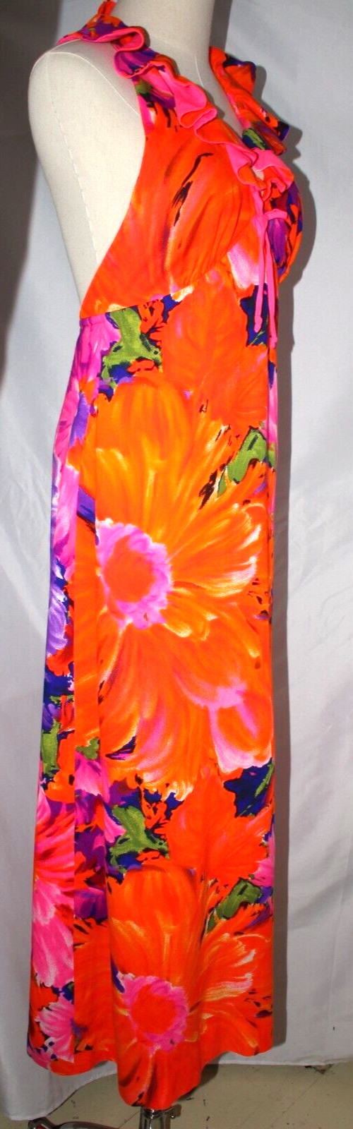 Vintage Waltah Clarke 1960s Vibrant Retro Hawaiian Halter Dress Sz 9