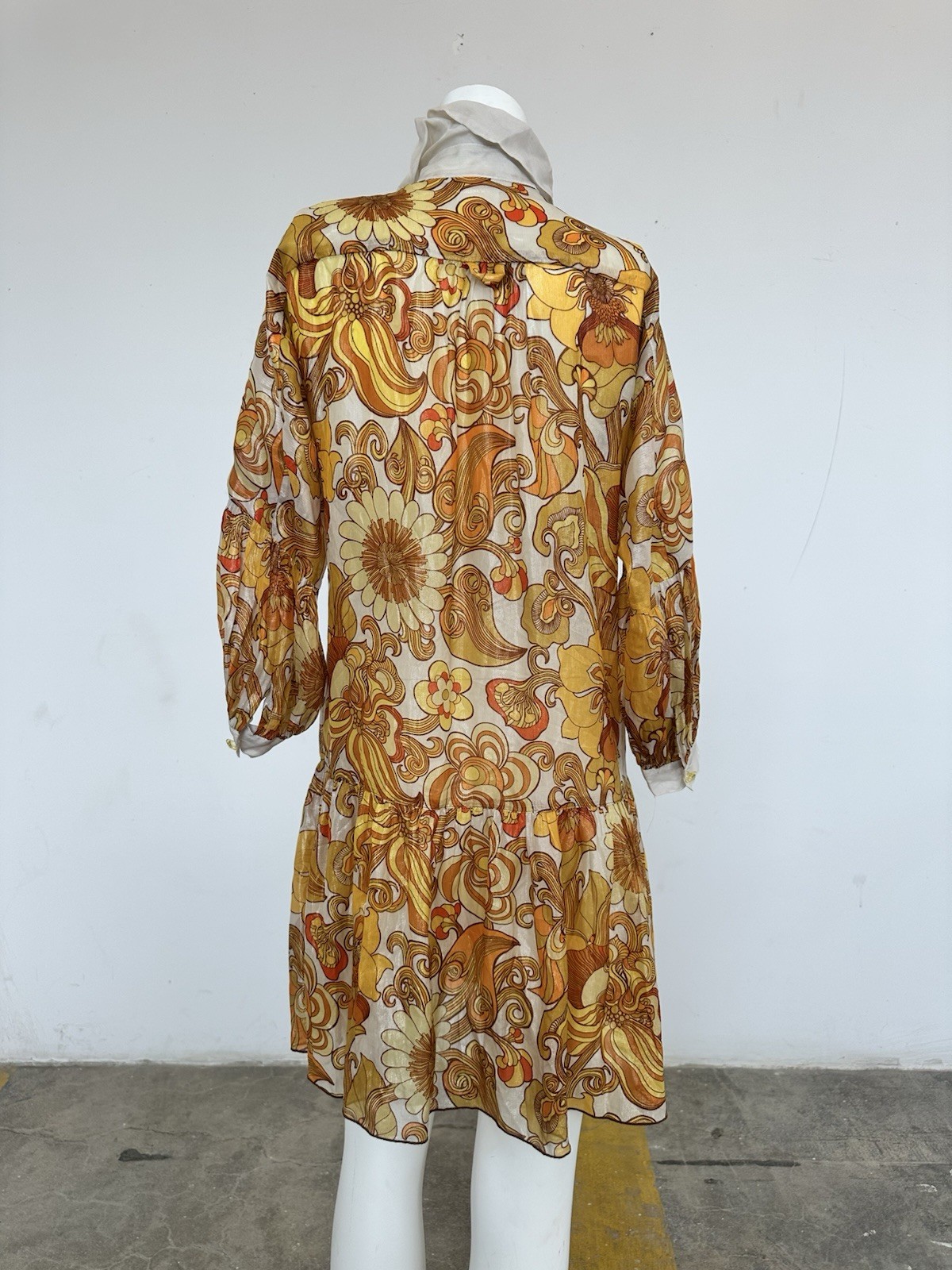 Vintage Anna Sui Psychedelic Floral Silk Blend Mini Dress Y2K 60s Mod Print