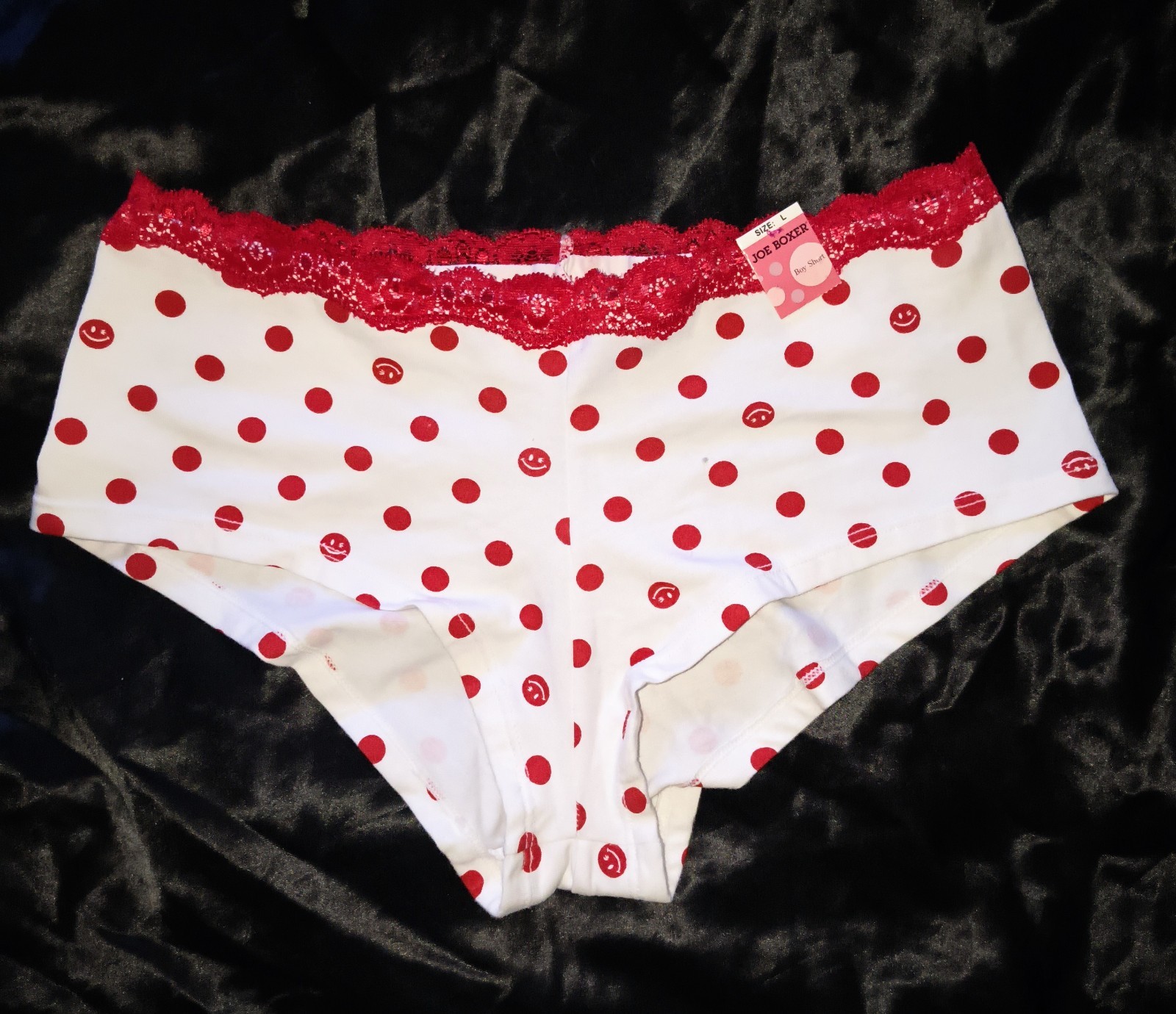 NWT Vintage JOE BOXER Boyshort PANTIES SIZE: 7/Large 90s Y2K COTTON SMILEY DOTS