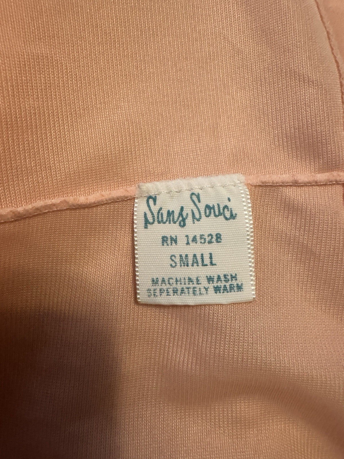 Vintage San Souci Nylon Short Nightgown Robe Day Dress Peach 3/4 Sleeve Small