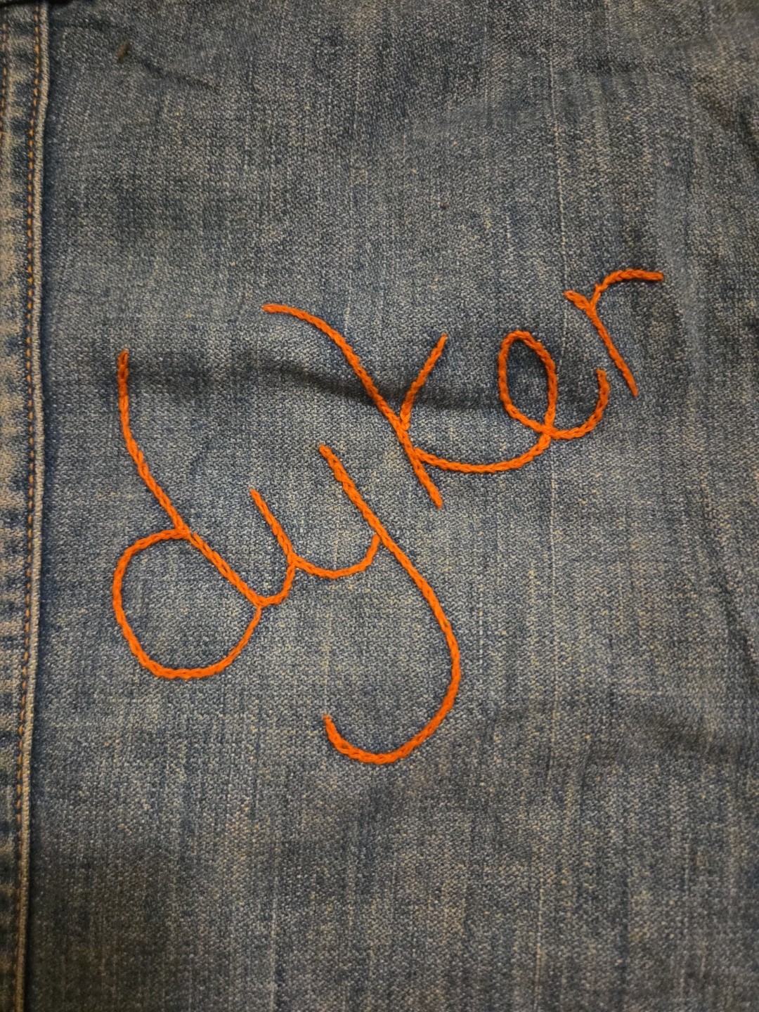 Vintage OOAK RARE 70s 80s Wrangler Sz 16 Denim Jacket Embroidered „dyker” 17×19