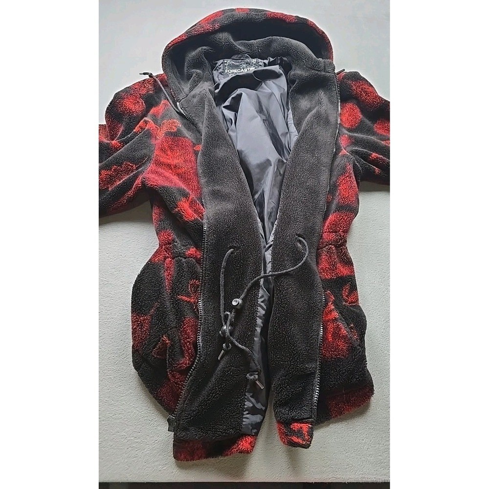Forecaster Floral Fleece Jacket Hooded Small Full Zip Warm Cozy Vintage Women’s