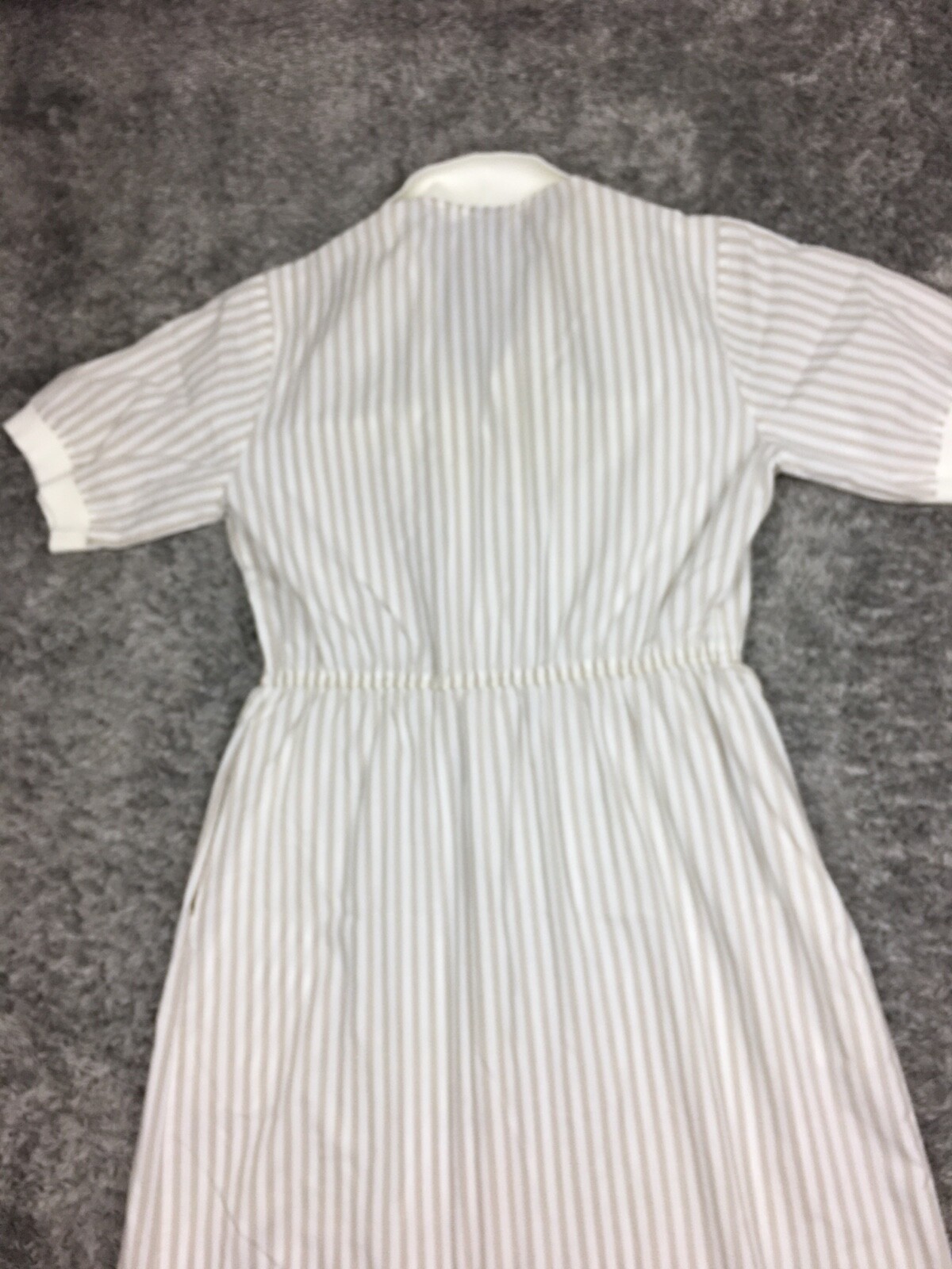 Vintage IMPROMPTU Collared Dress Womens Size 12 Brown White Short Sleeve Button