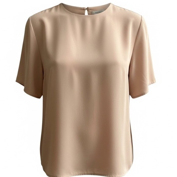 Jack Mulqueen Blouse Blush Beige Vintage Keyhole Back Top Womens Medium