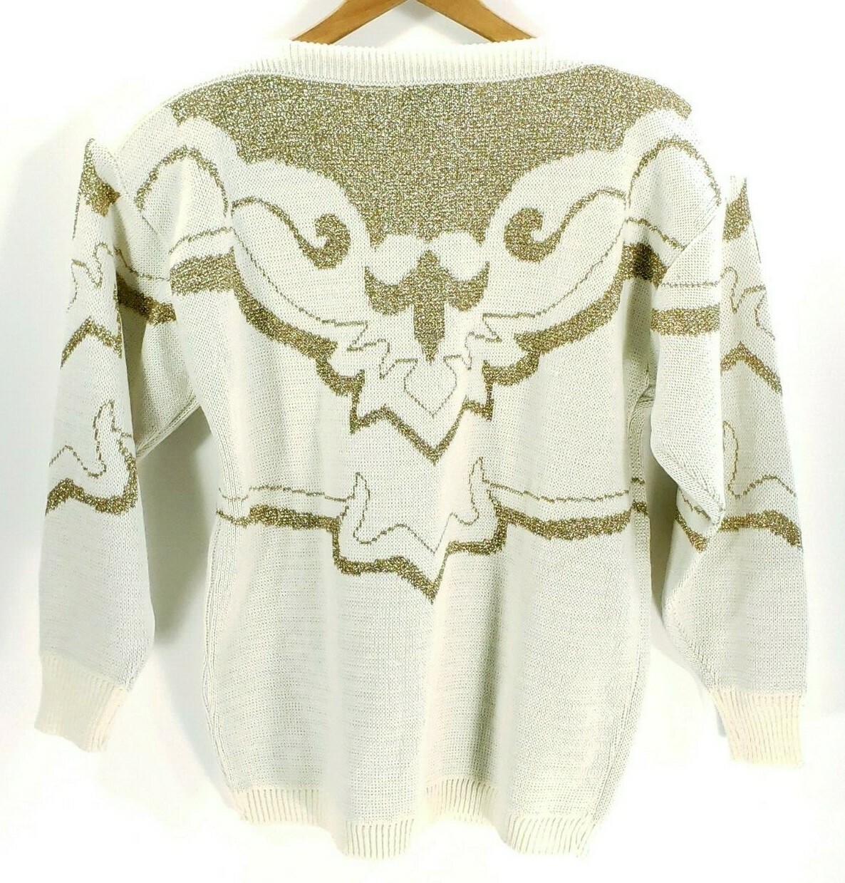 Vintage Maurada Sweater Women’s Large Cream Gold Design Retro Pullover