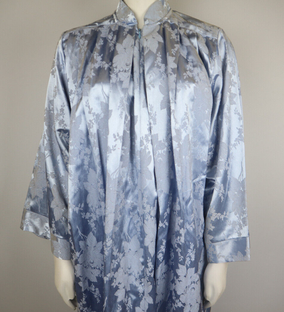 ARIEL PETER KEYLOUN – VINTAGE GRAY BLUE BROCADE FULL LENGTH CAFTAN NIGHTGOWN S