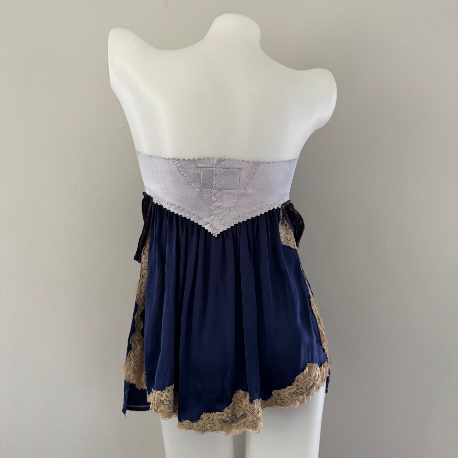 Y2K vtg CIGANA Slip Lace SILK UPCYCLED Girdle Strapless Top Skirt Regency DIY S