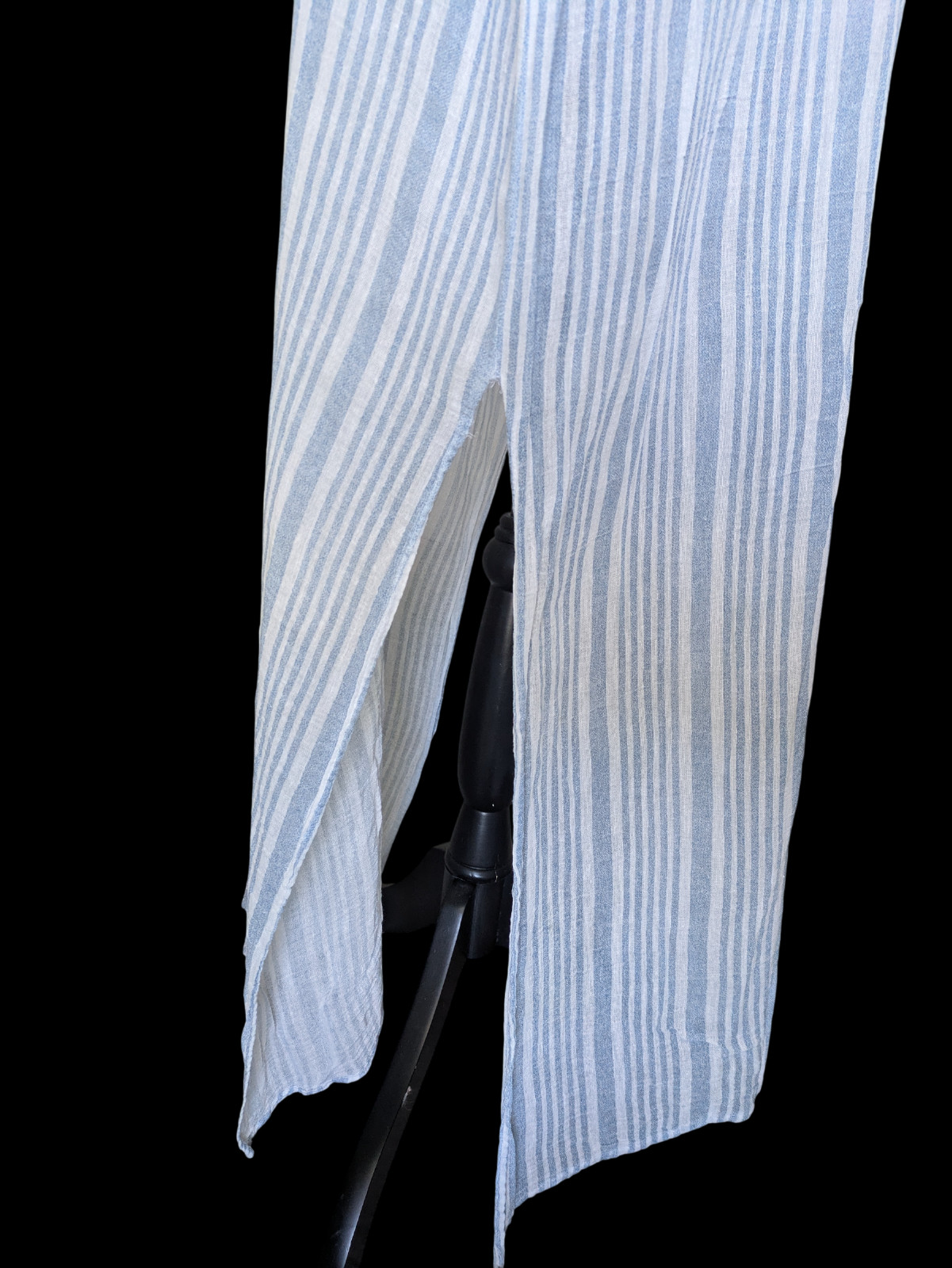 Vintage Victorias Secret 1980s Blue White Striped Semi Sheer Kaftan Large Button