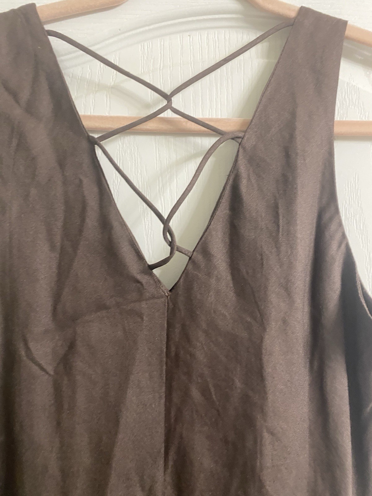 Vintage 90s Exclamation Chocolate Brown Embroidered Flounced Fairy Midi Dress XL