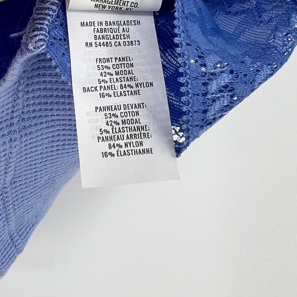 Aerie Women’s Lace Back Longline Bralette Size XS Blue Mesh Pullover Shelf Bra