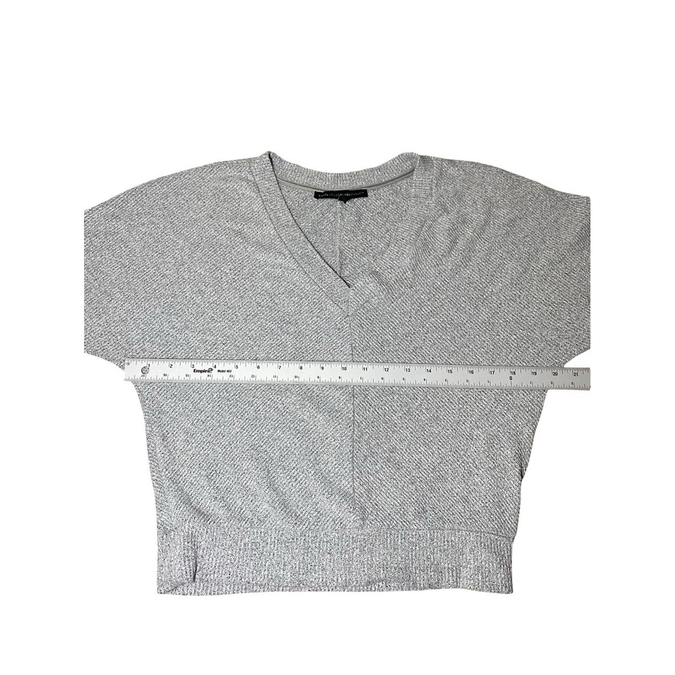 White House Black Market Grey Marled V-Neck Dolman Sleeve Crop Sweater